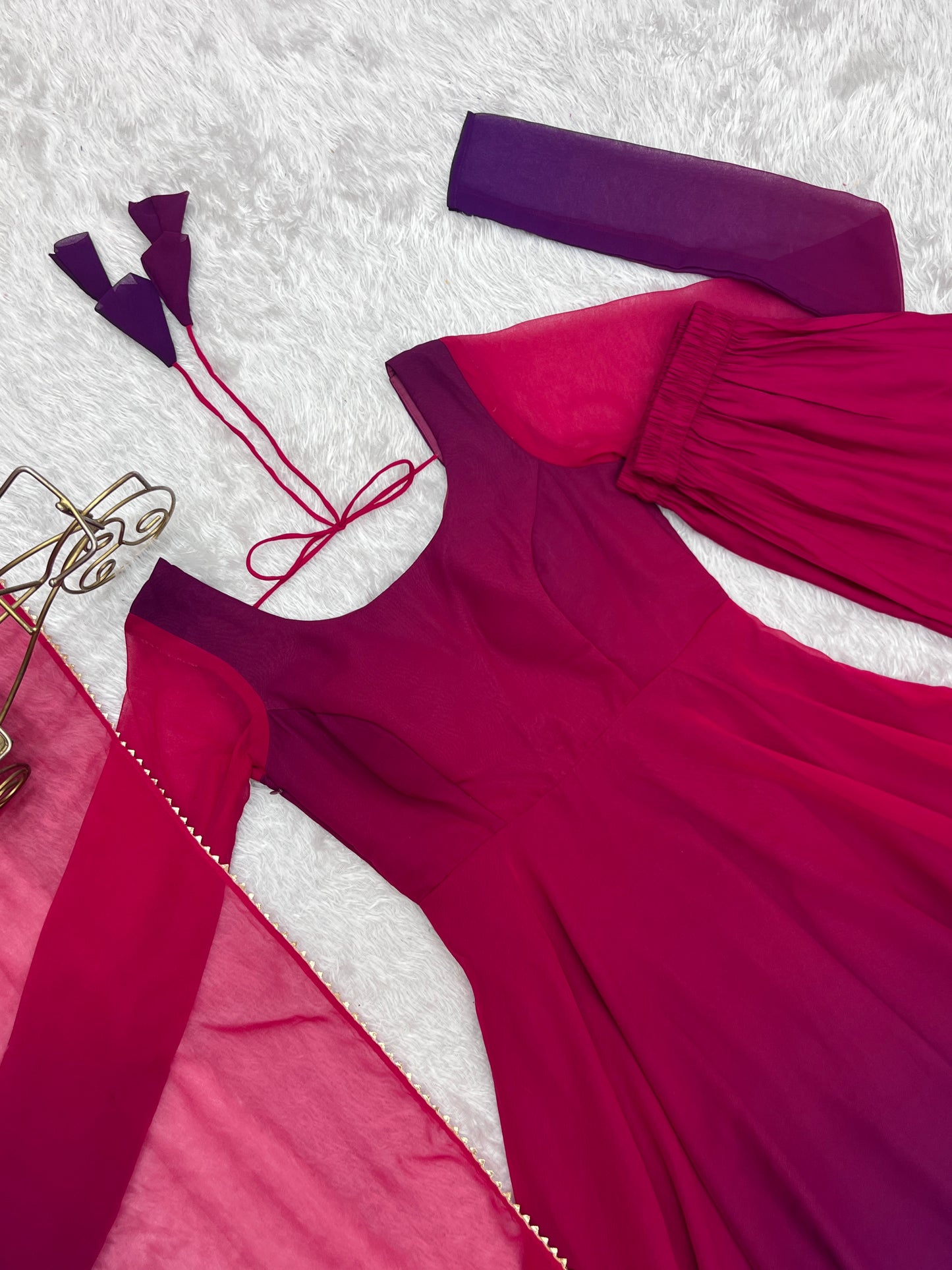Beautiful Dark Pink Colourfull Padding Festival Season Special Trendy Outfit.