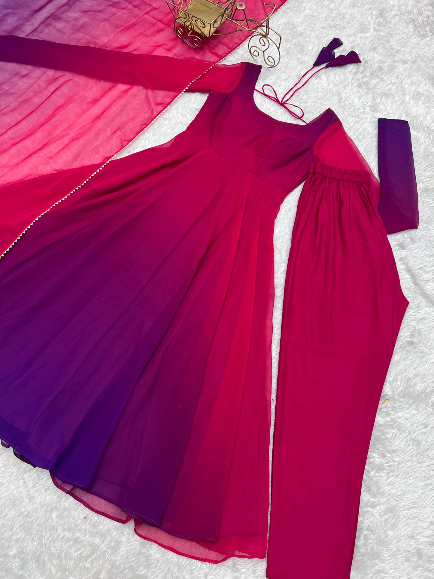 Beautiful Dark Pink Colourfull Padding Festival Season Special Trendy Outfit.