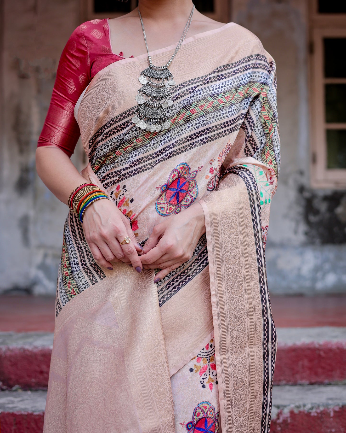 Elegant Banarasi Digital Printed Silk Saree.