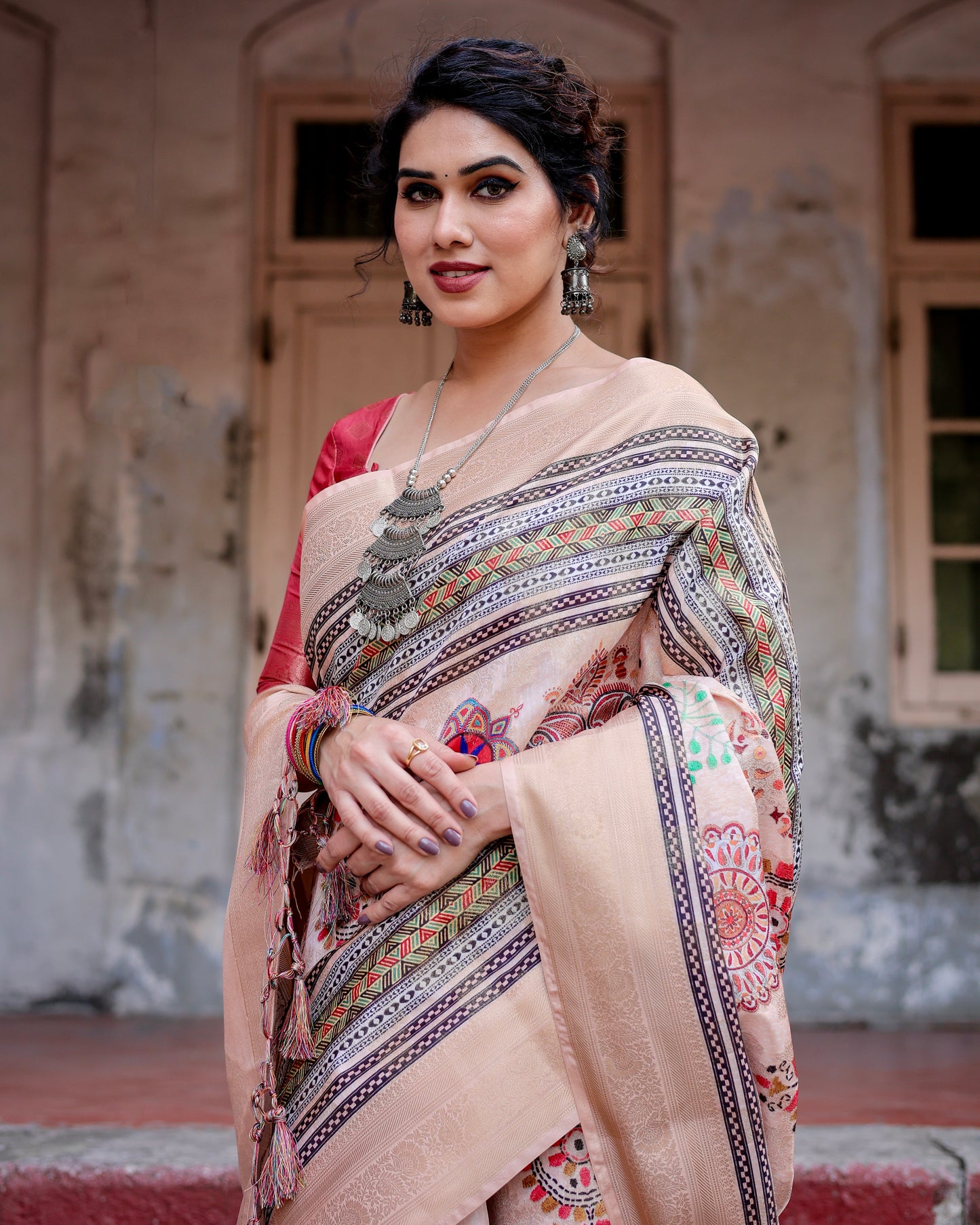 Elegant Banarasi Digital Printed Silk Saree.