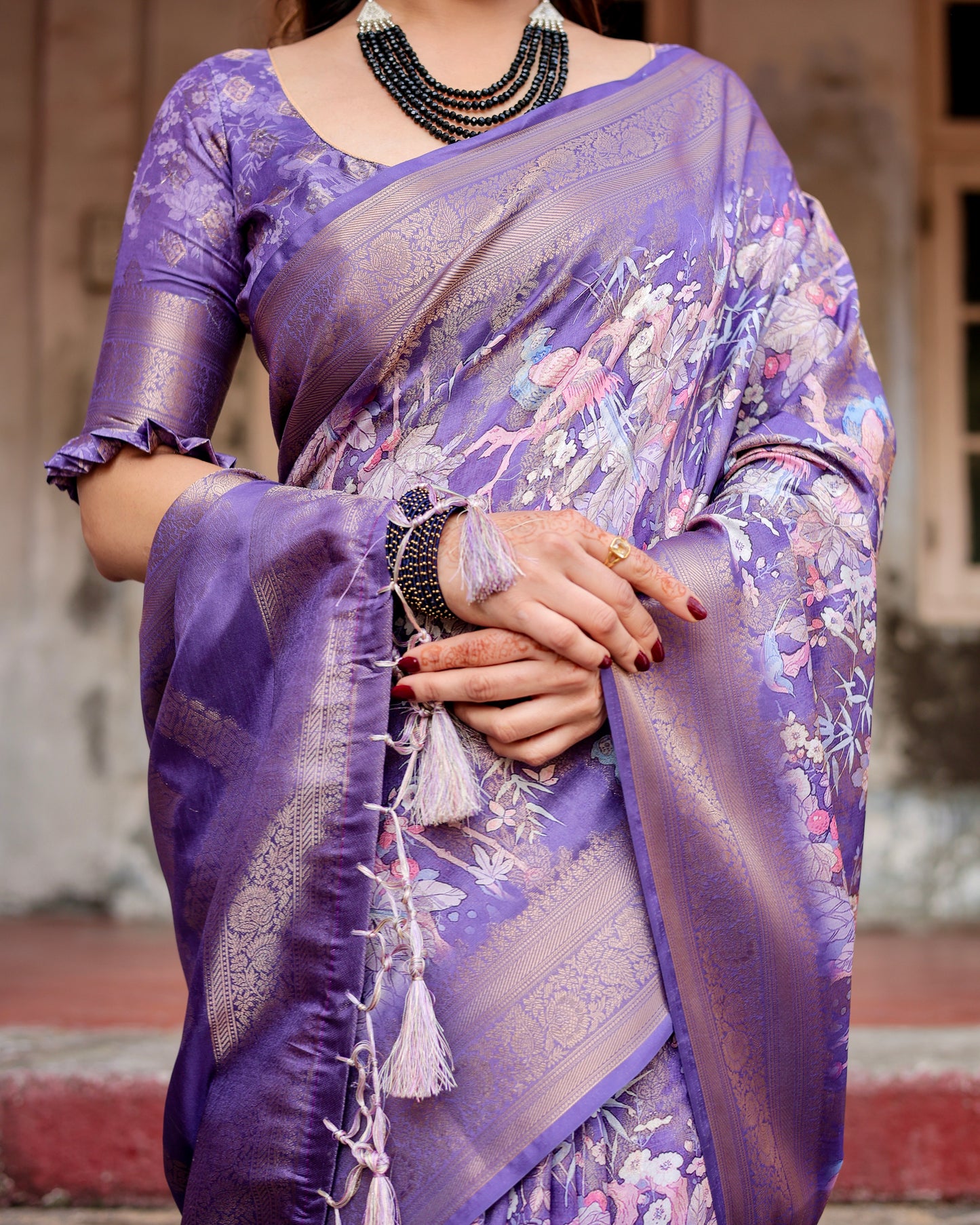 Royal Banarasi Digital Printed Silk Saree.
