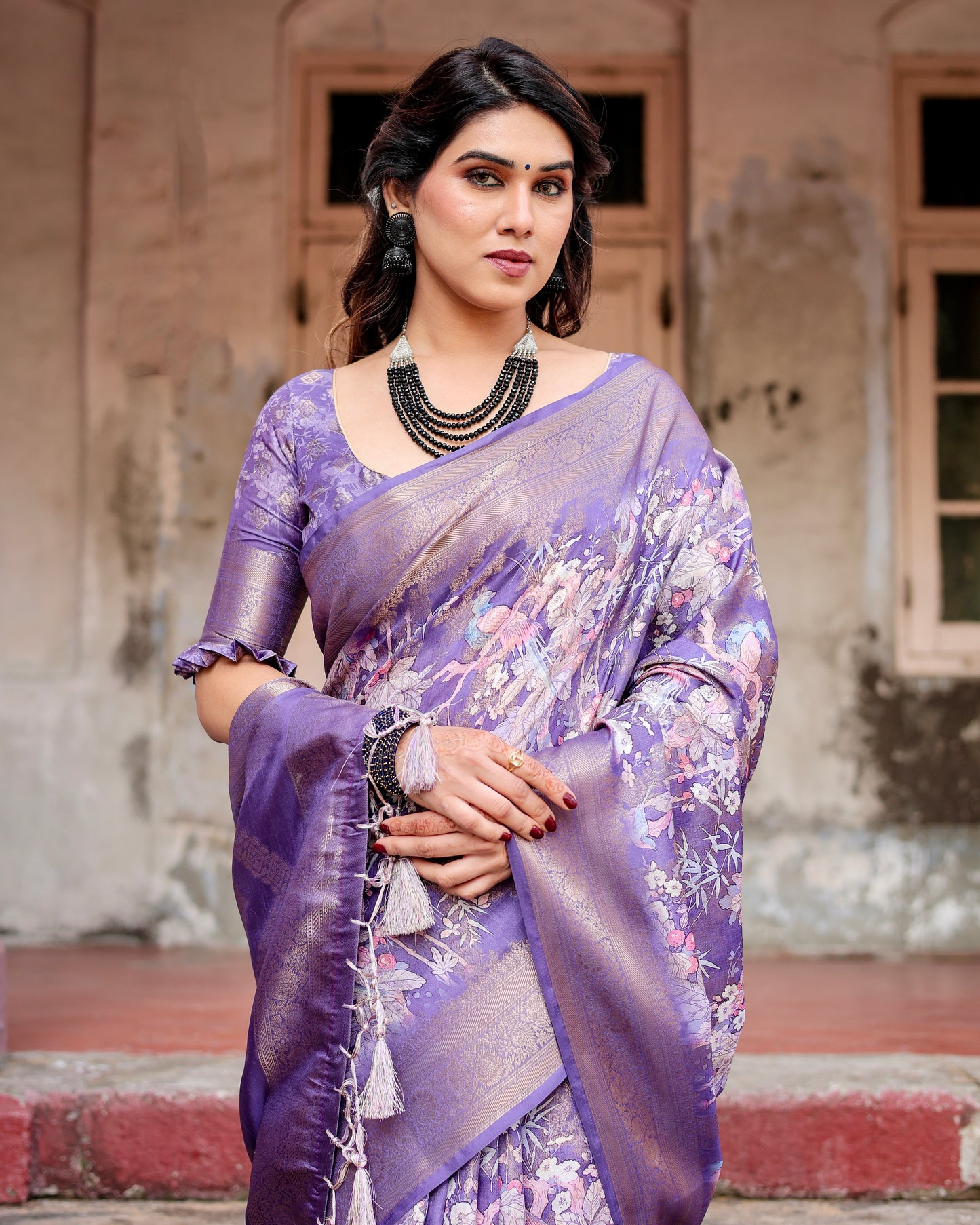 Royal Banarasi Digital Printed Silk Saree.