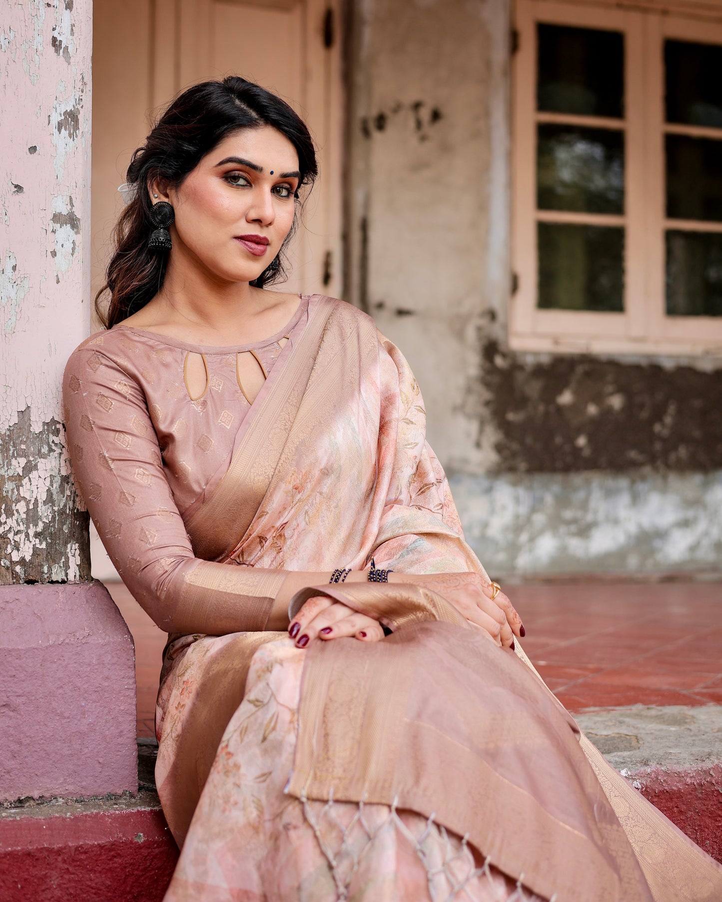 Grace in Every Drape Banarasi Digital Printed Silk Saree.