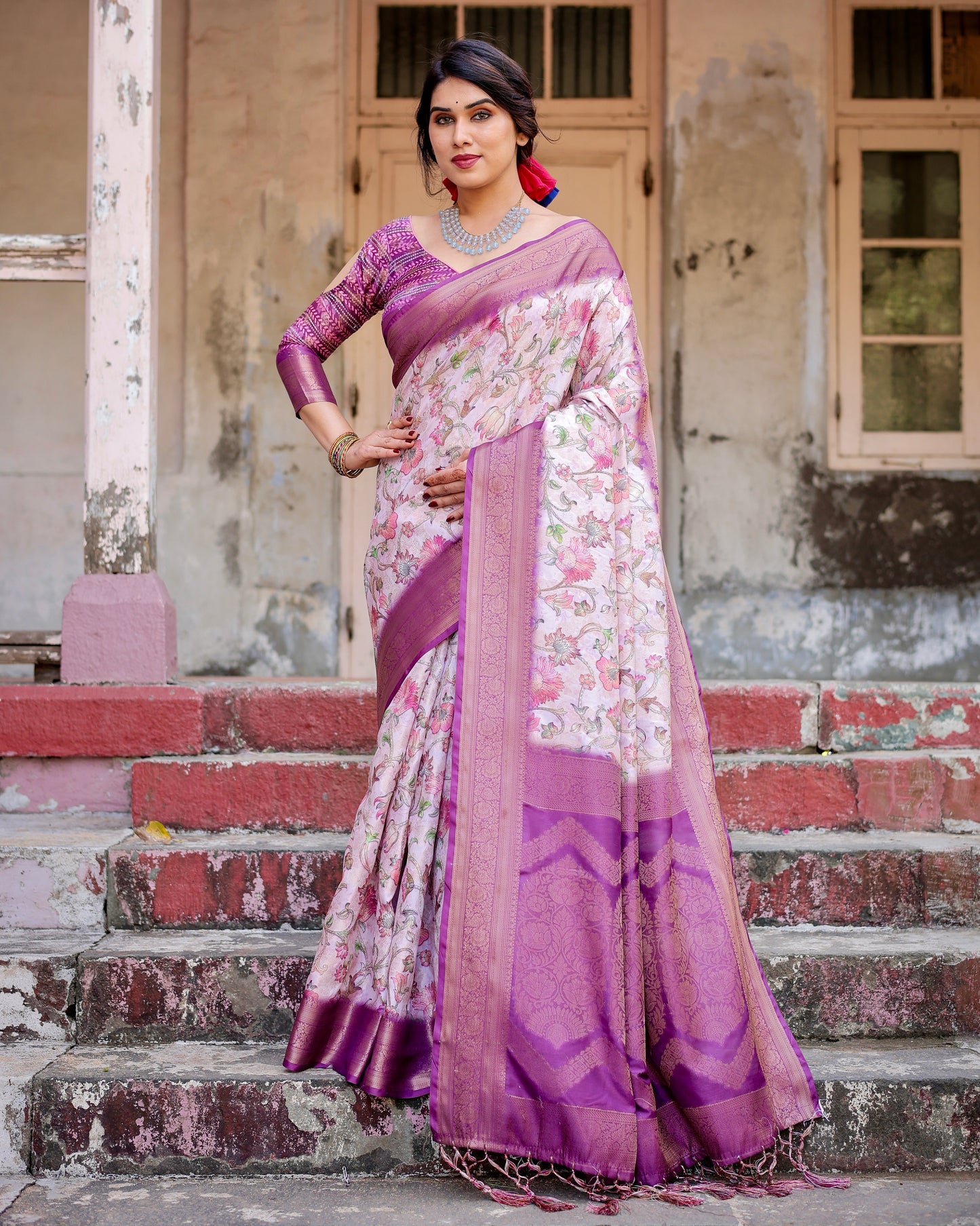 Royal Banarasi Digital Printed Silk Saree.