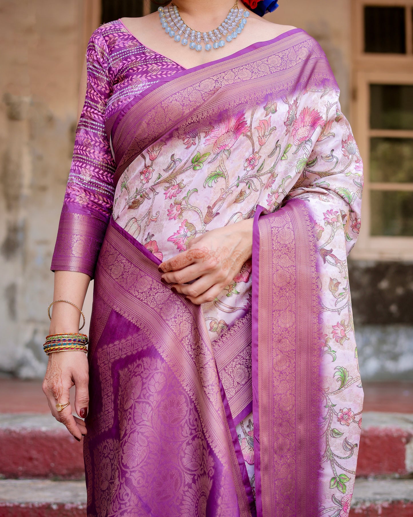 Royal Banarasi Digital Printed Silk Saree.