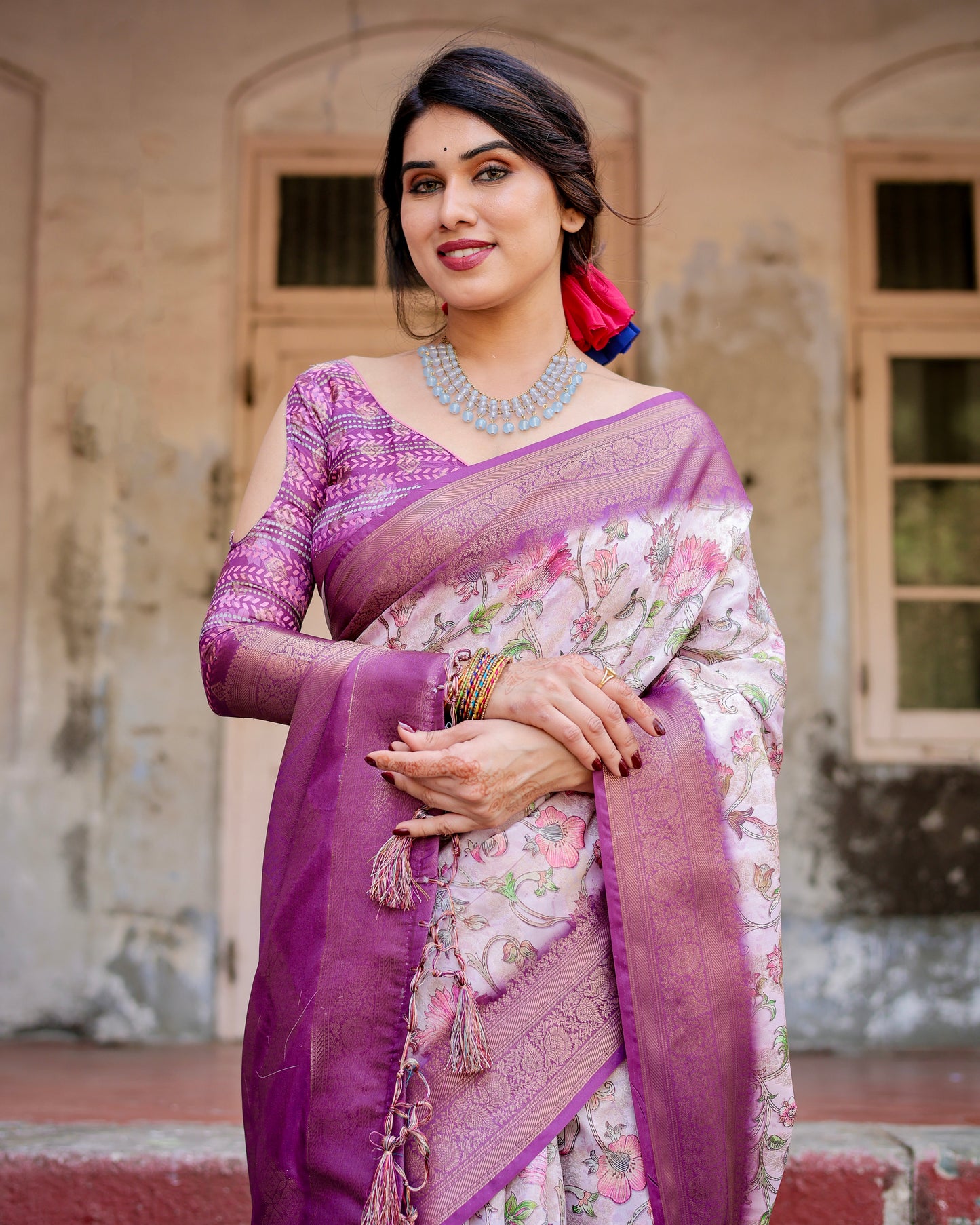 Royal Banarasi Digital Printed Silk Saree.