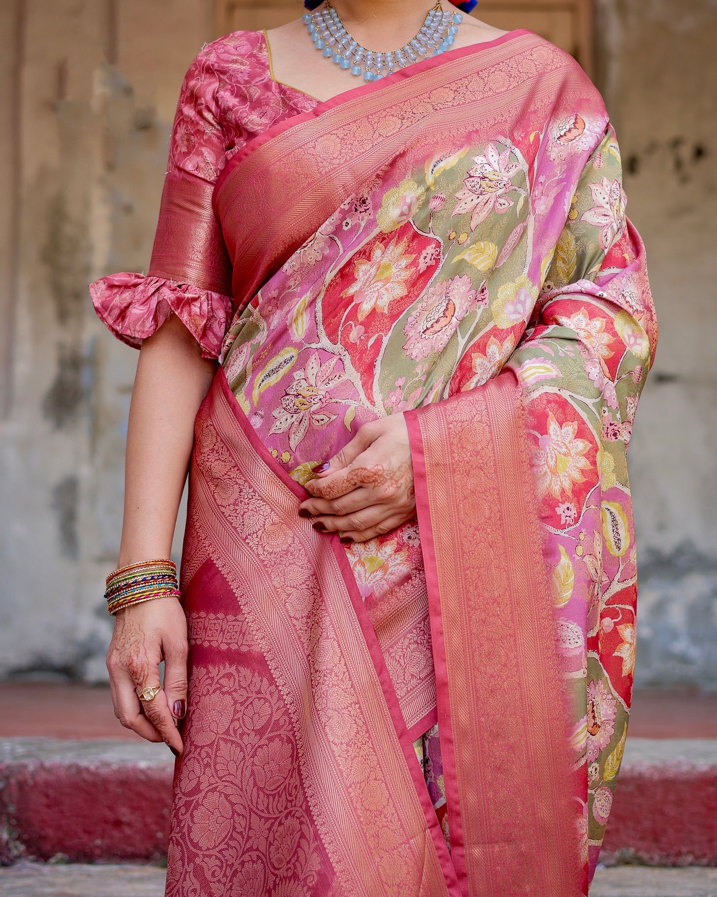 Elegant Banarasi Digital Printed Silk Saree.