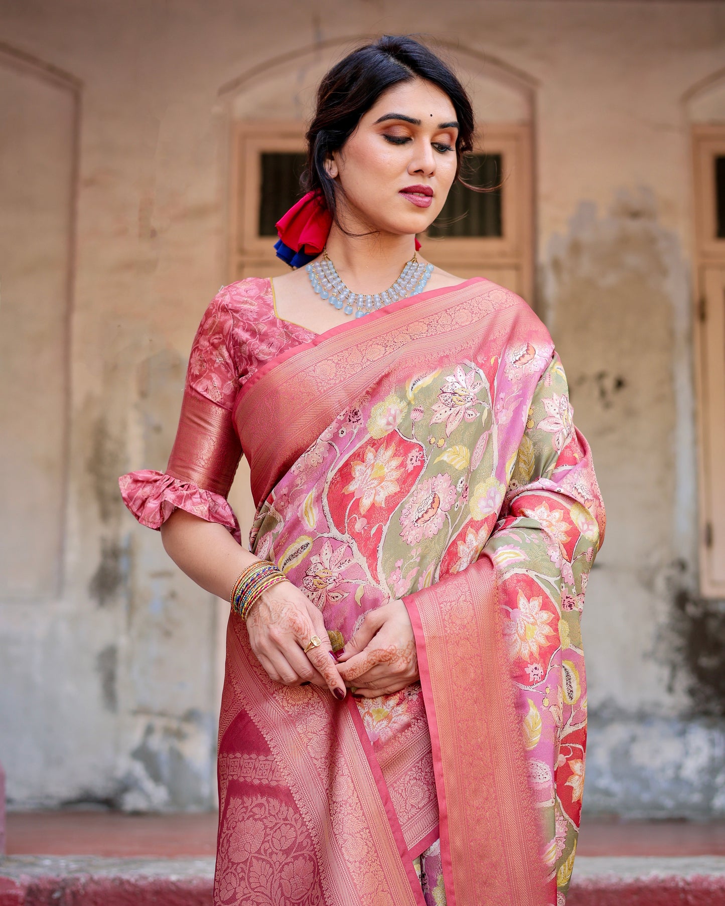 Elegant Banarasi Digital Printed Silk Saree.