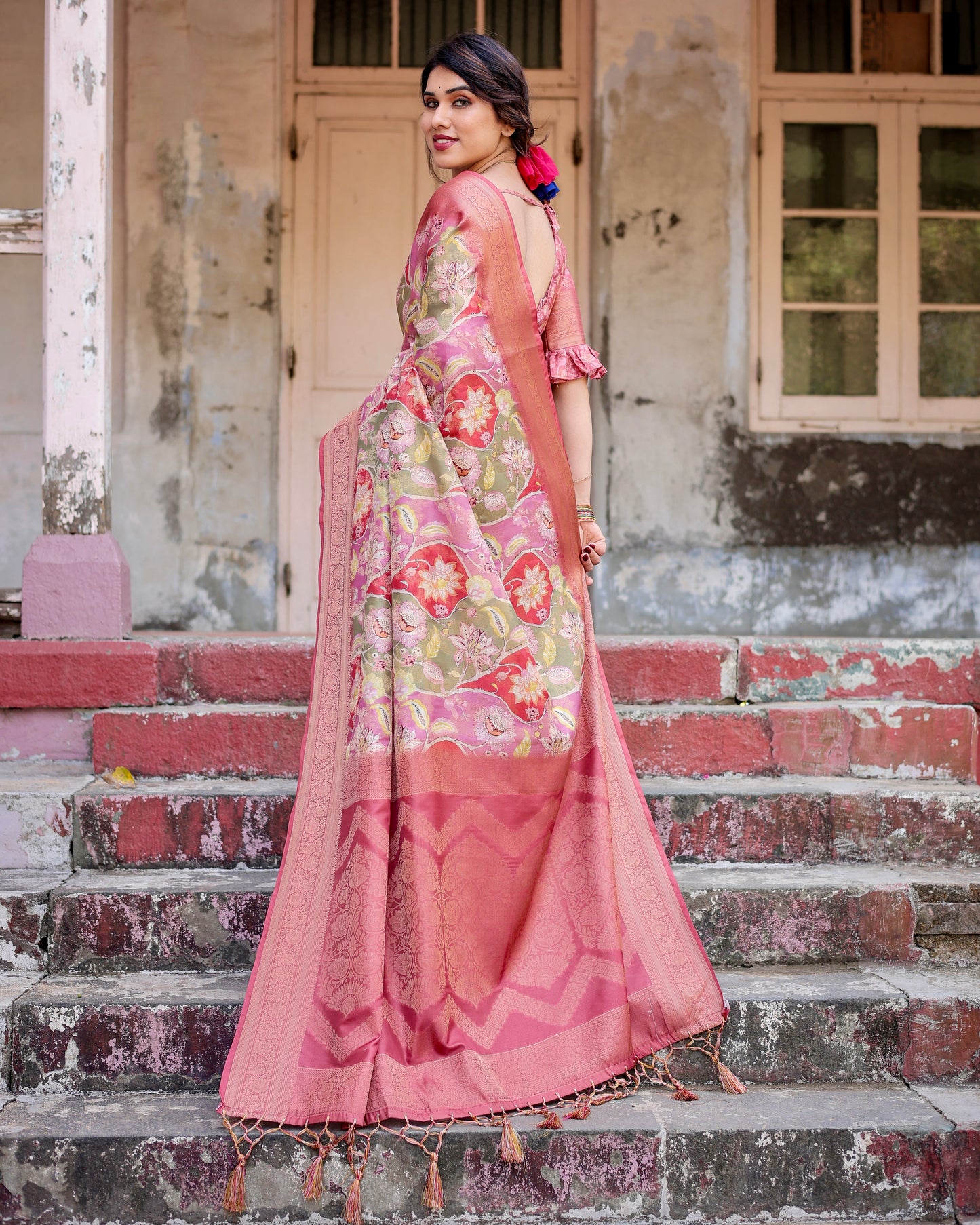 Elegant Banarasi Digital Printed Silk Saree.