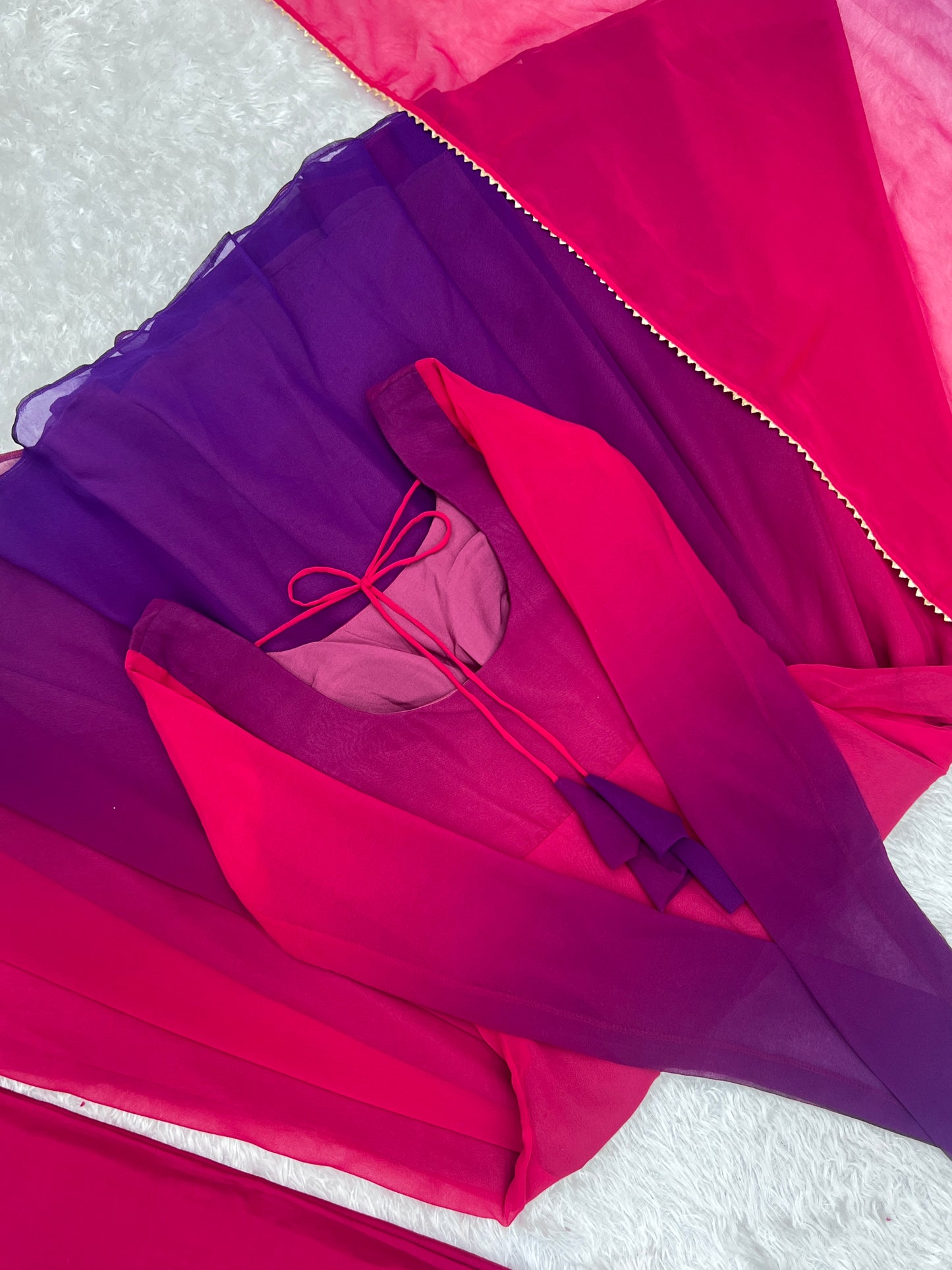 Beautiful Dark Pink Colourfull Padding Festival Season Special Trendy Outfit.