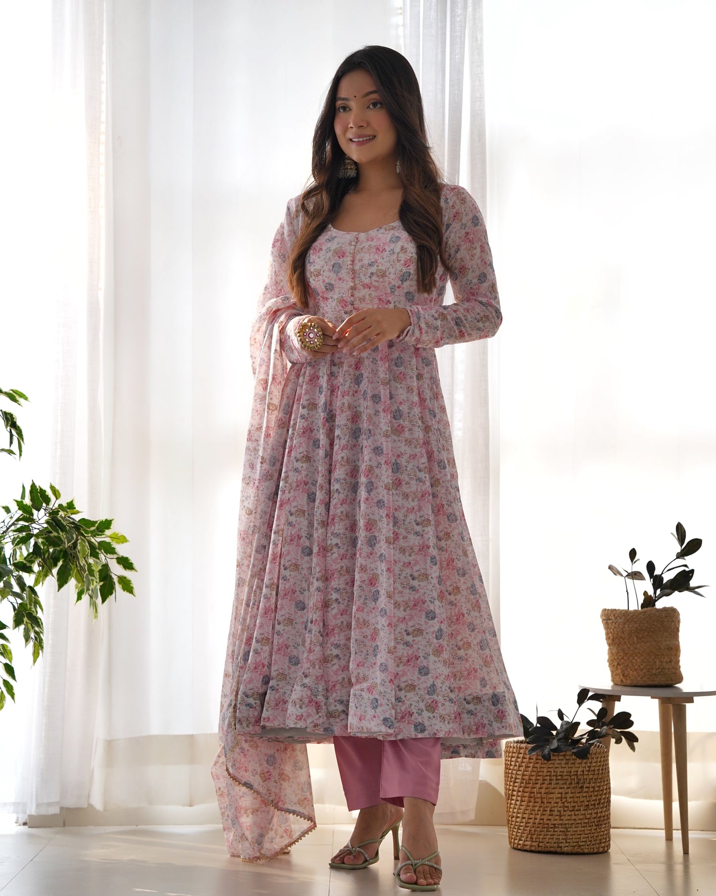 Casual Wear Special Pink Chiffon Outfit.