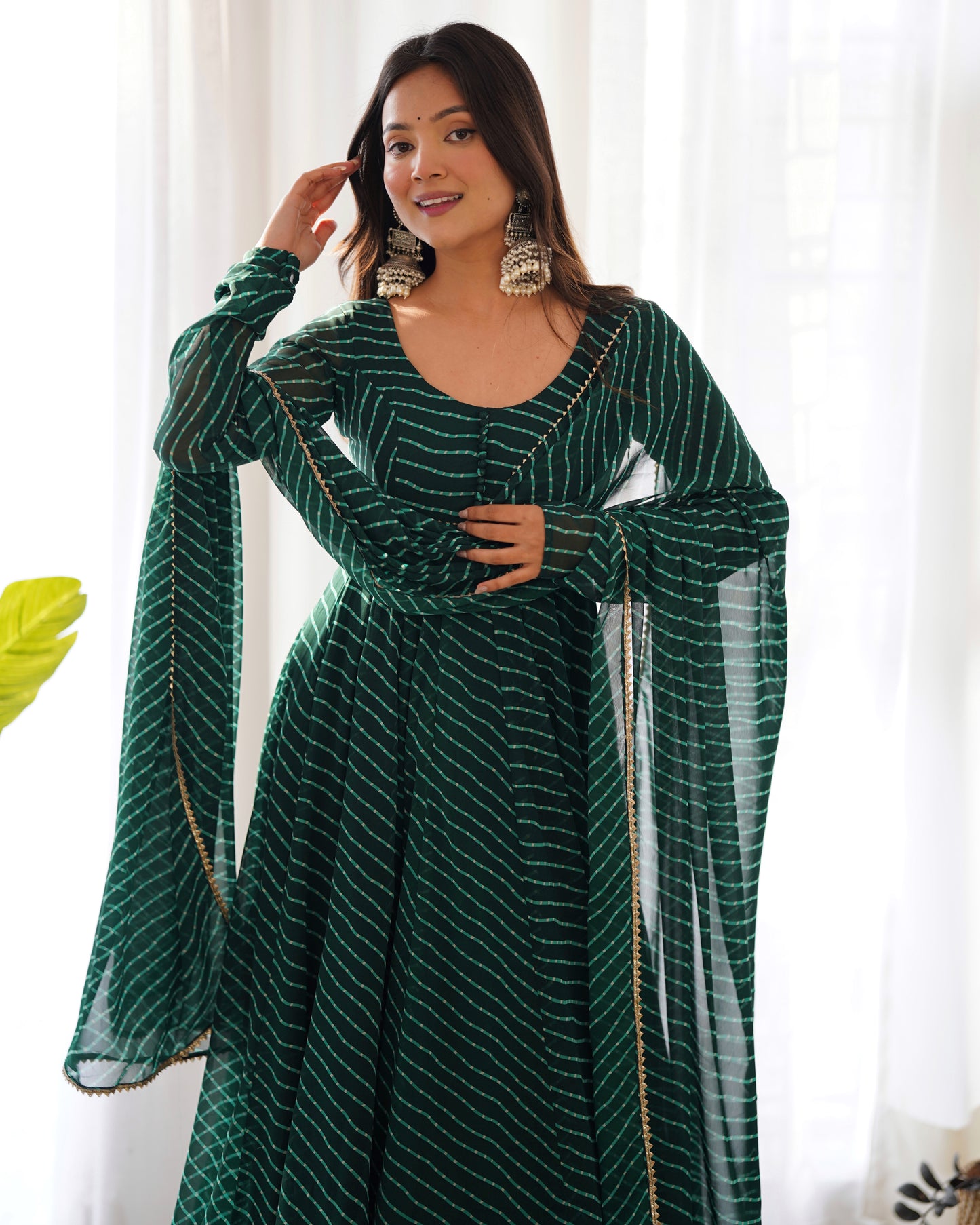 Pretty Look Green Color Trendy outfit.