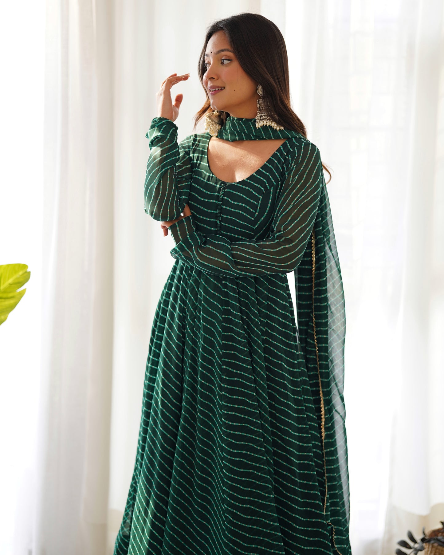 Pretty Look Green Color Trendy outfit.