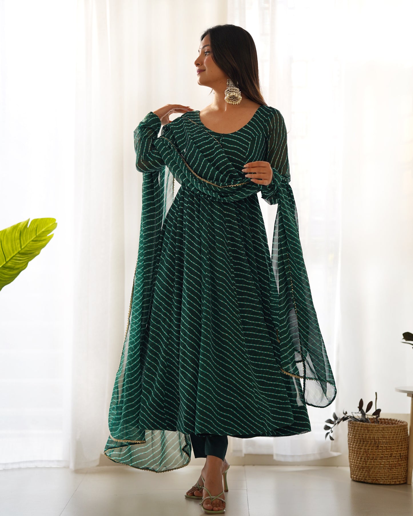 Pretty Look Green Color Trendy outfit.