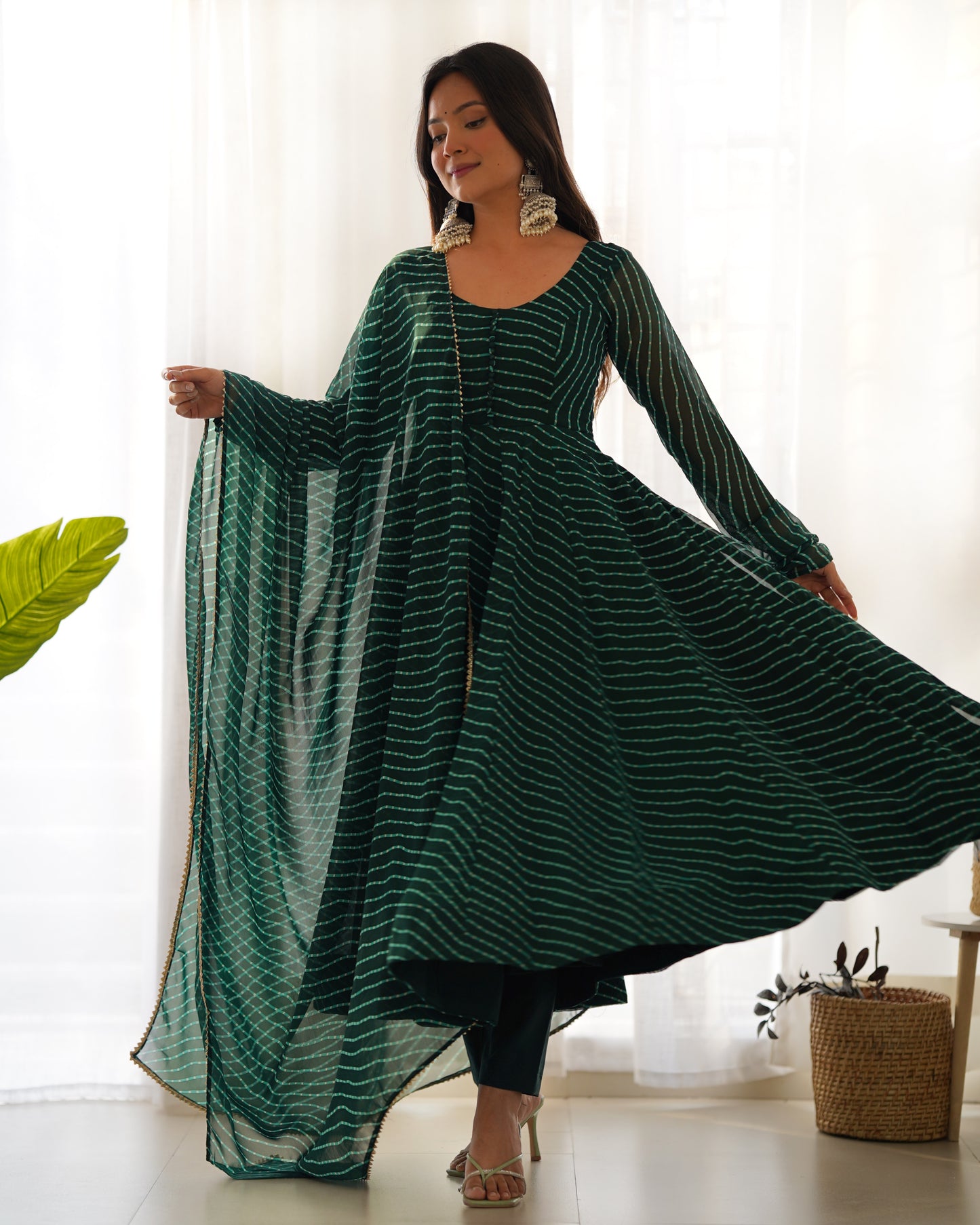 Pretty Look Green Color Trendy outfit.