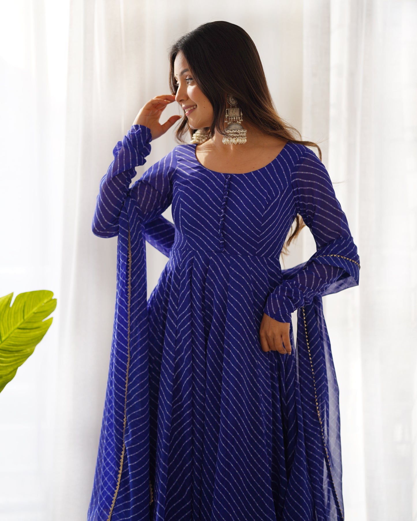 Laheriya Print Ocassion Wear Special Blue Gown.