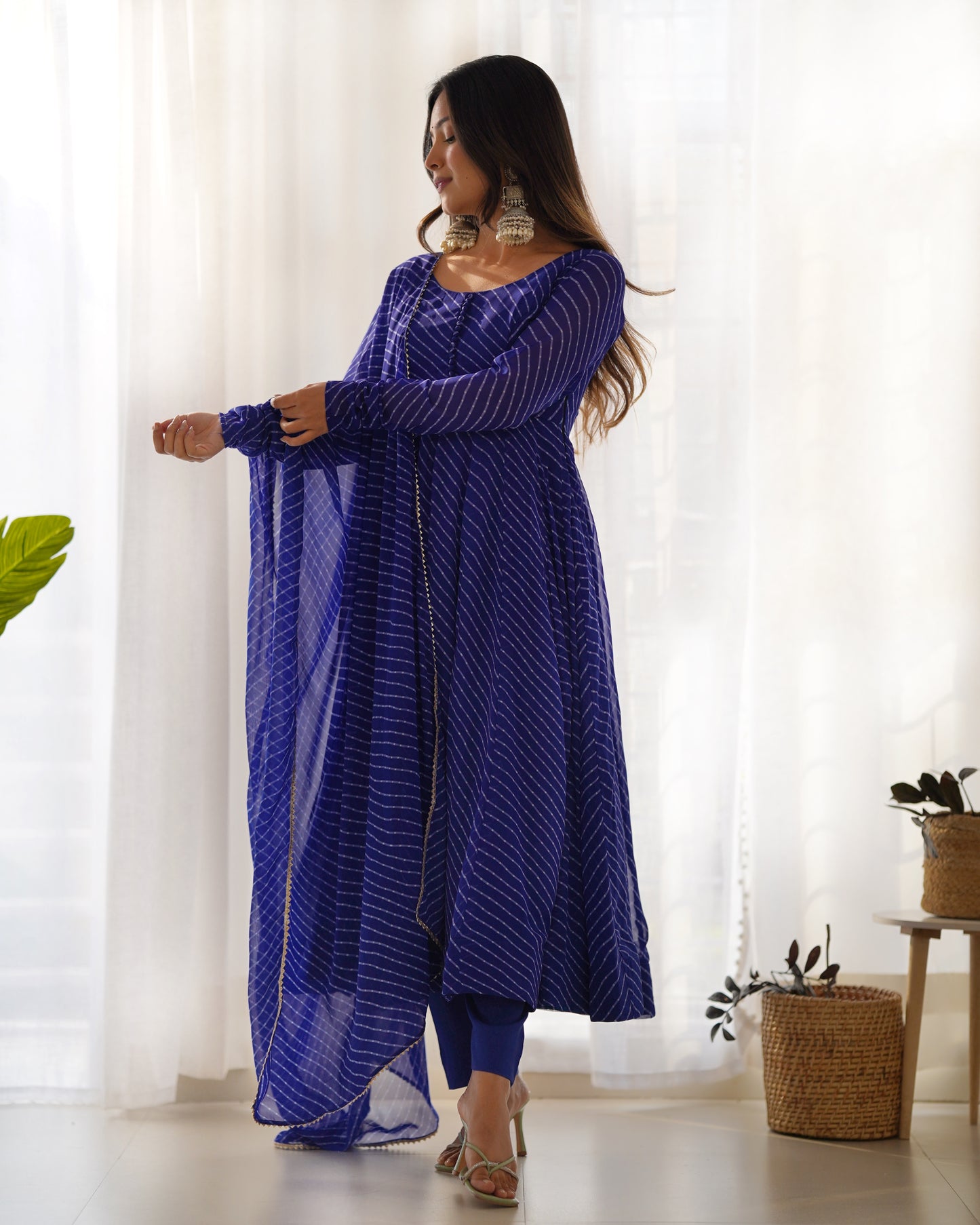 Laheriya Print Ocassion Wear Special Blue Gown.