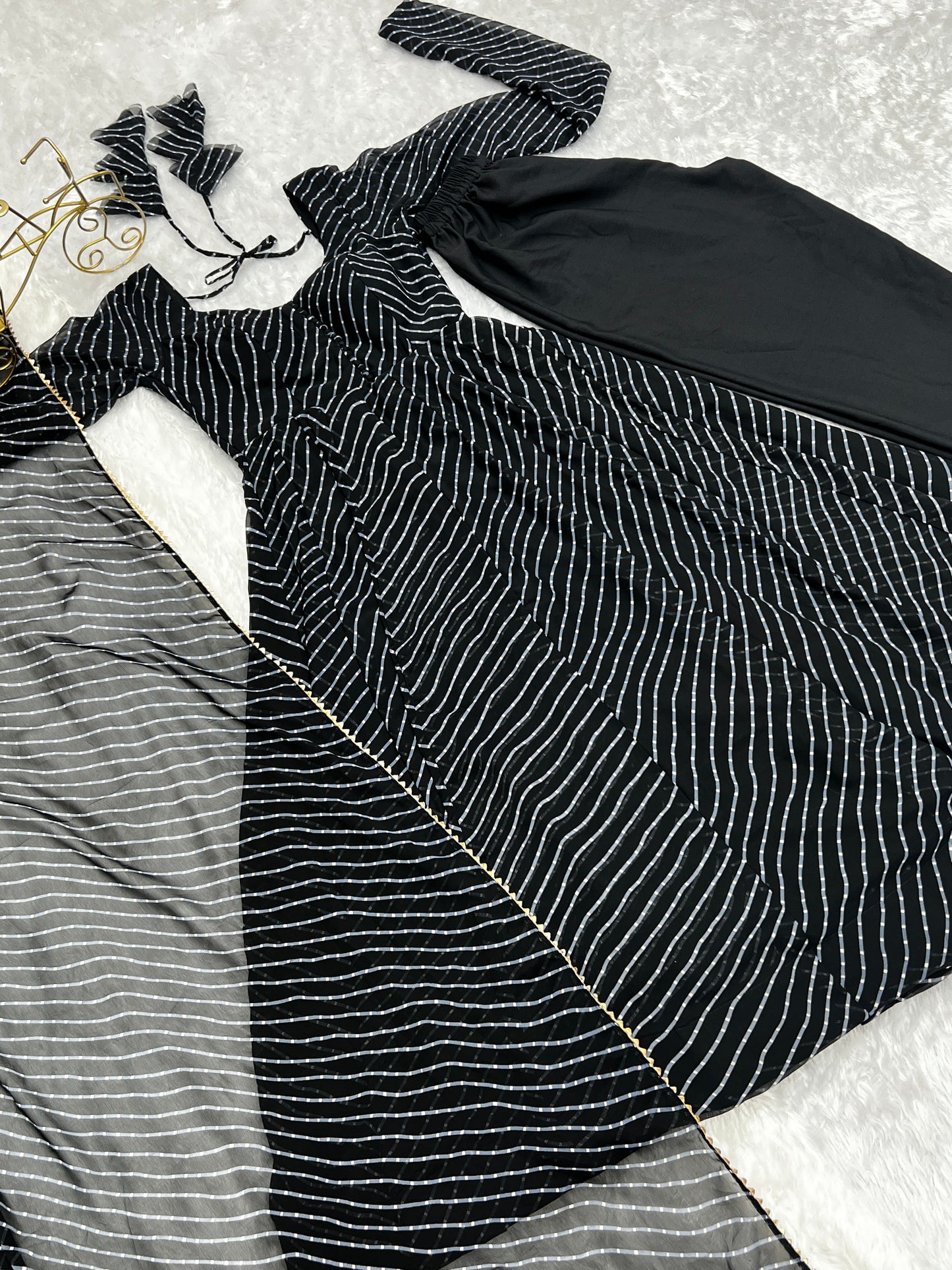 Black Laheriya Printed Pure Faux Georgette Anarkali Dress Gown.