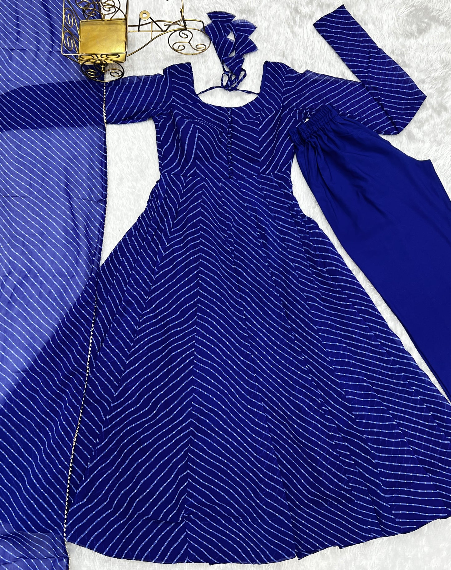 Laheriya Print Ocassion Wear Special Blue Gown.