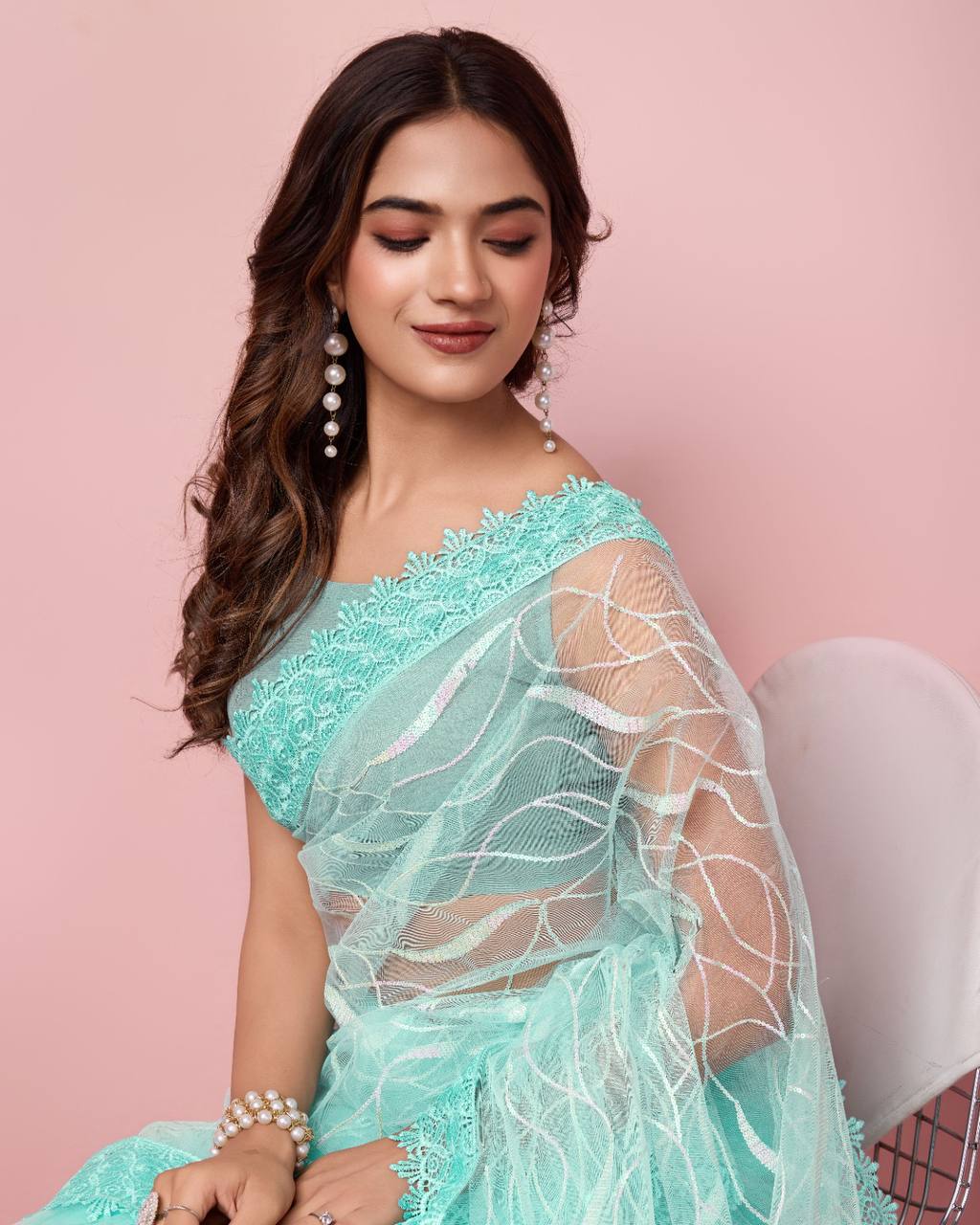 Elegant Look Premium Soft Net Sarees.