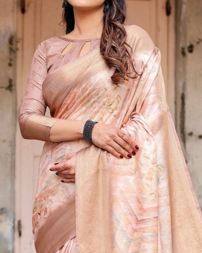 Grace in Every Drape Banarasi Digital Printed Silk Saree.