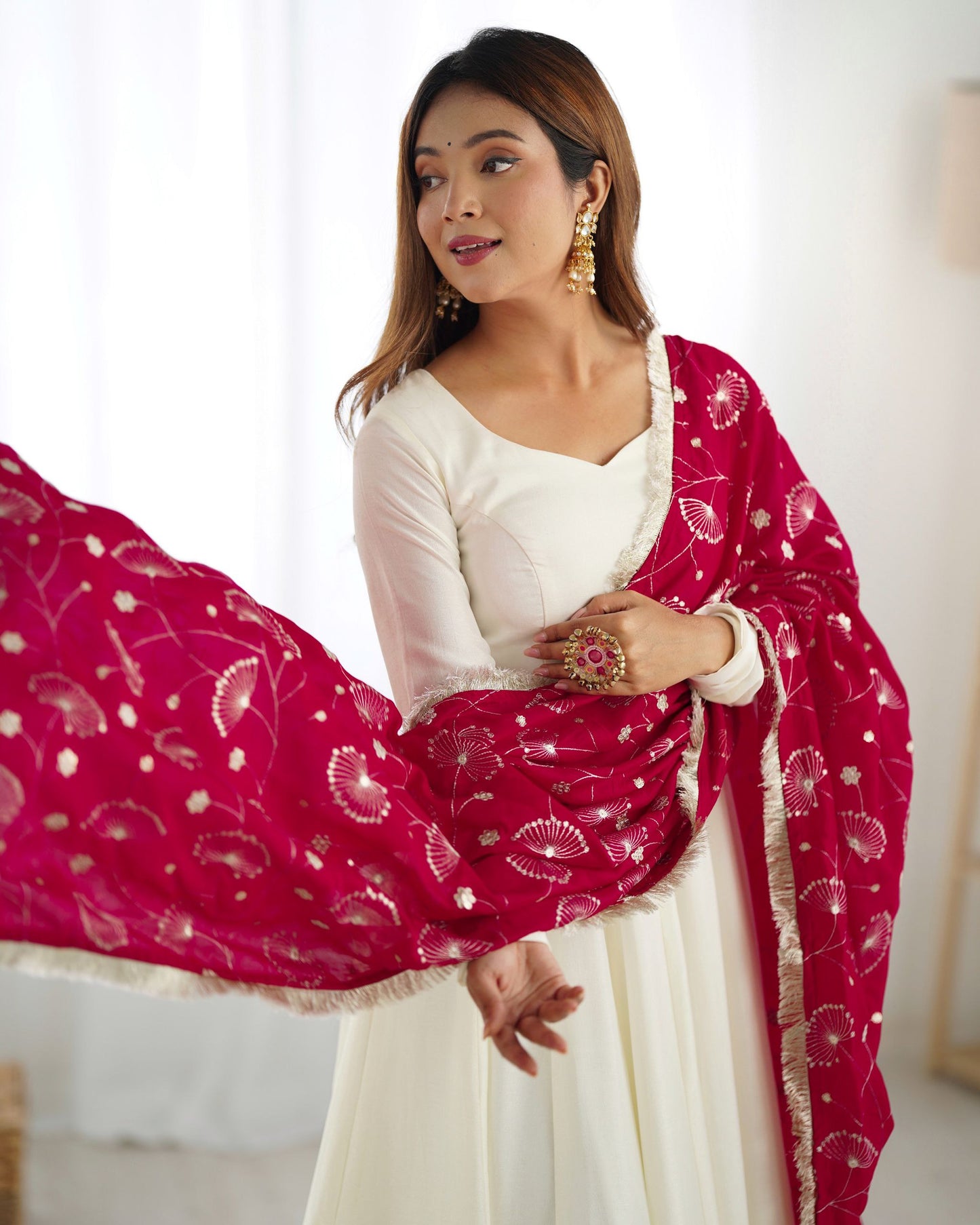 Beautiful White Anarkali Huge Flaired Gown Collection.