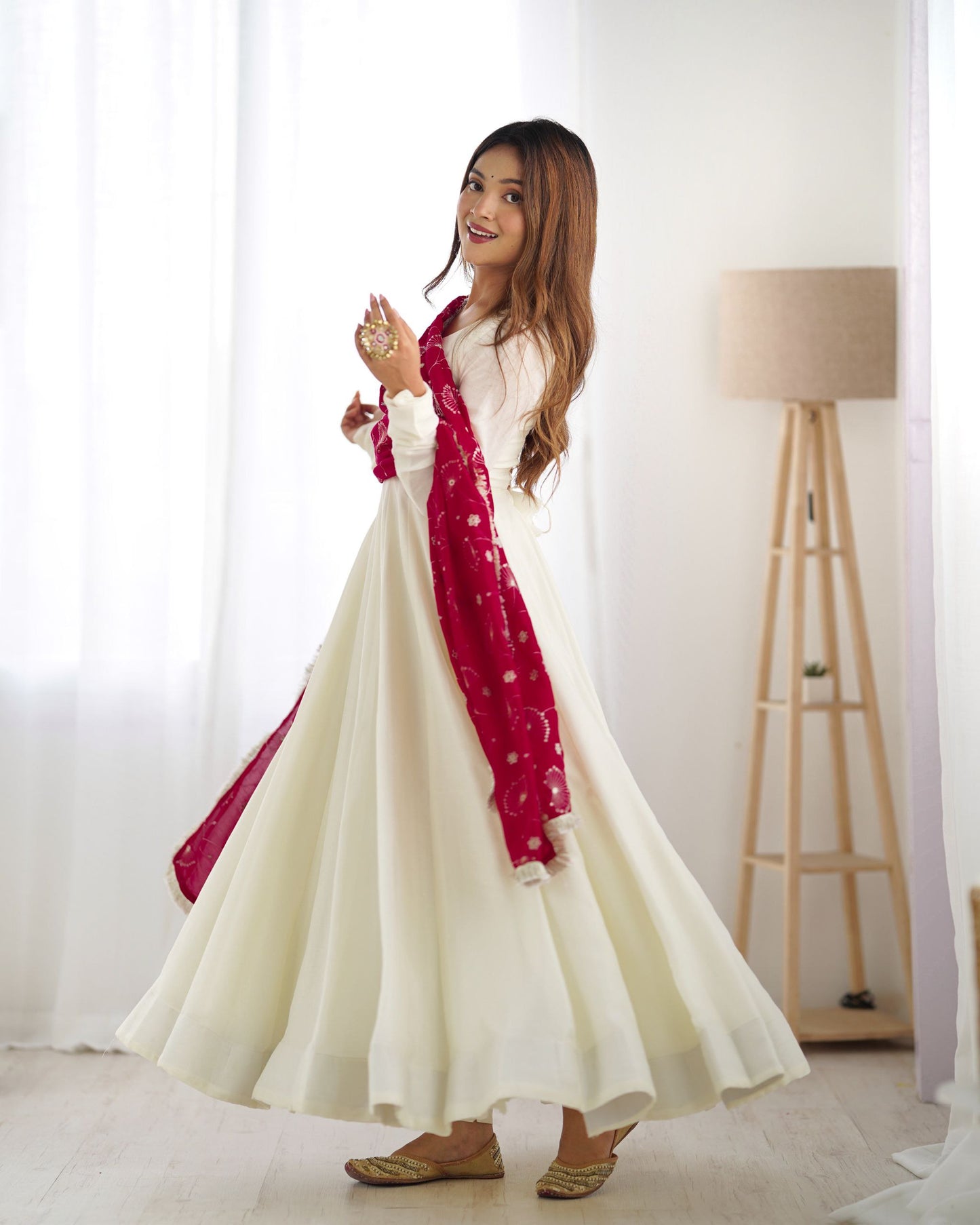 Beautiful White Anarkali Huge Flaired Gown Collection.