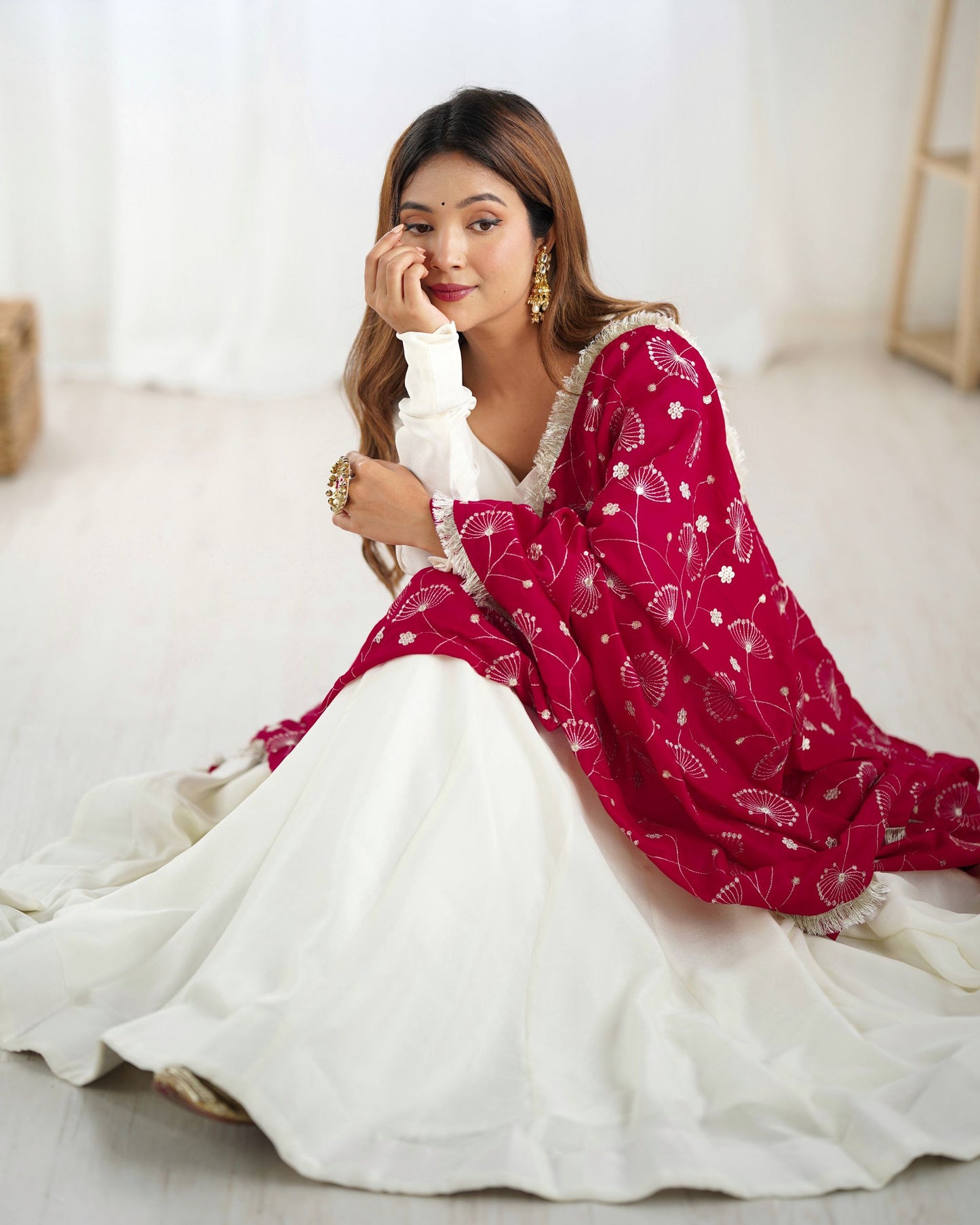 Beautiful White Anarkali Huge Flaired Gown Collection.