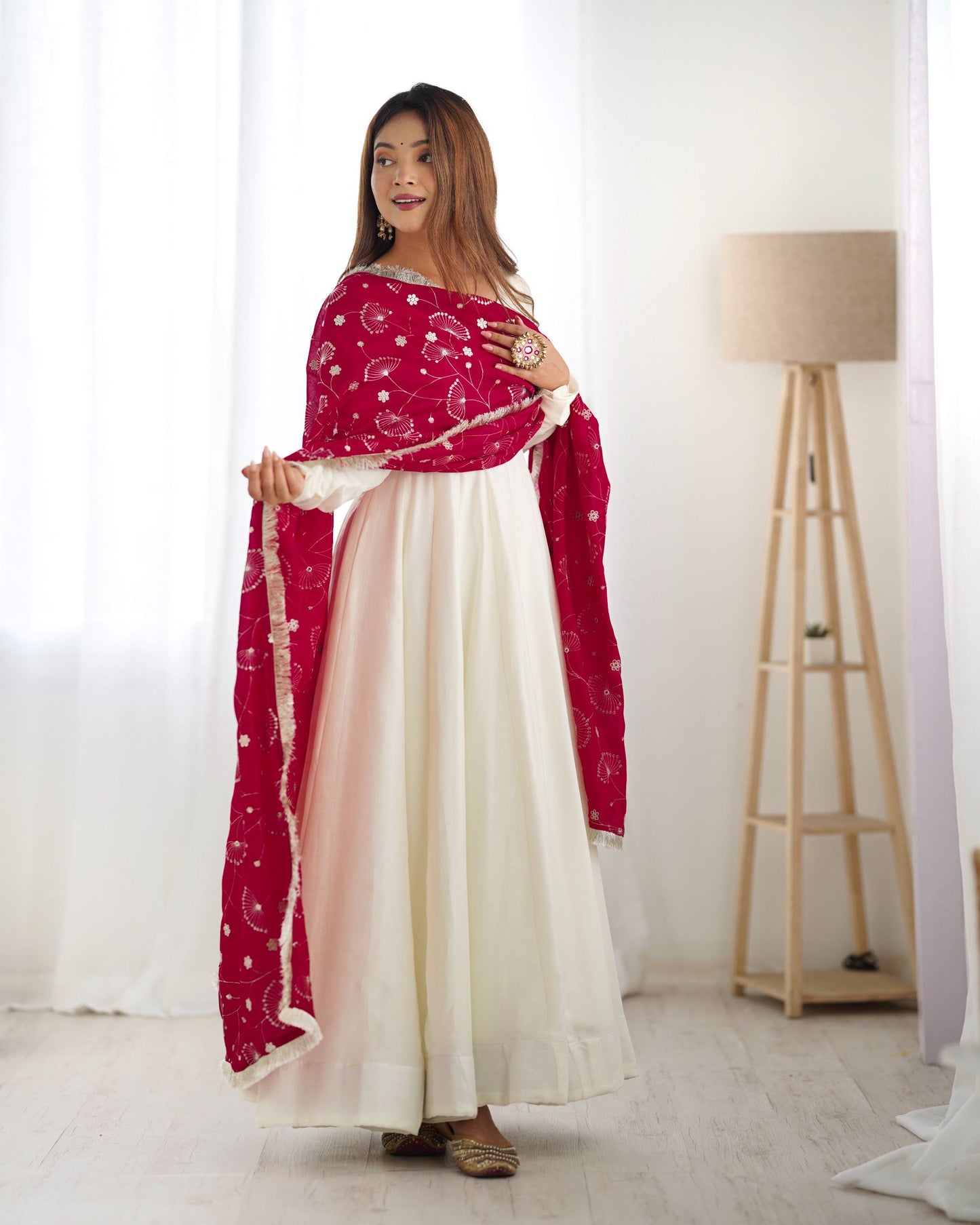 Beautiful White Anarkali Huge Flaired Gown Collection.