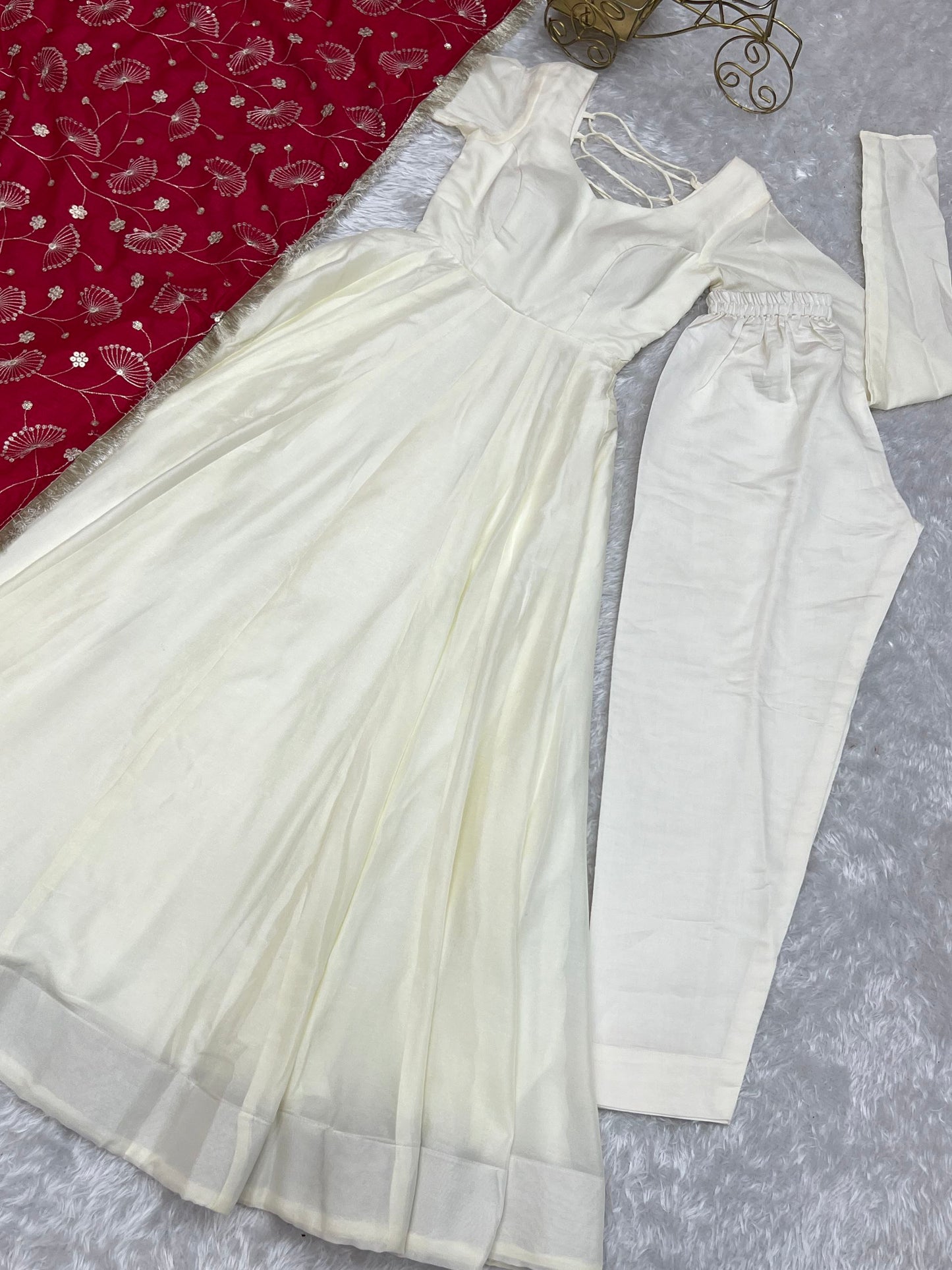 Beautiful White Anarkali Huge Flaired Gown Collection.