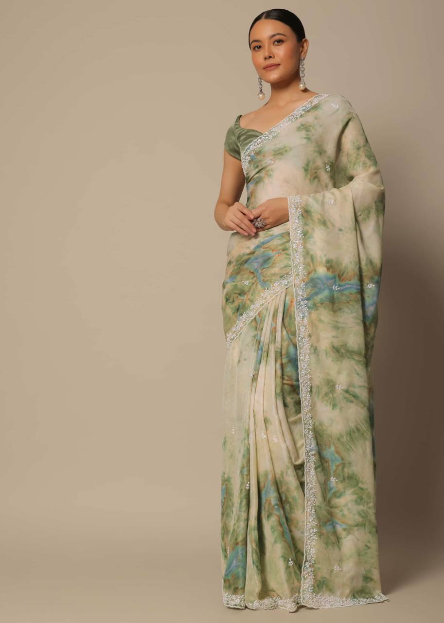 Party Wear Georgette Shibori Saree.