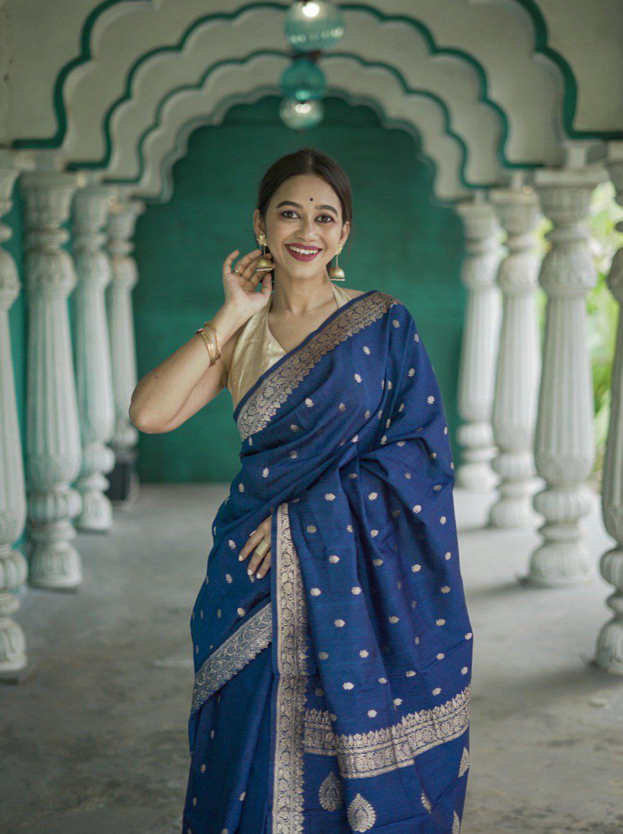 Party Wear Blue Designer Saree Collection.