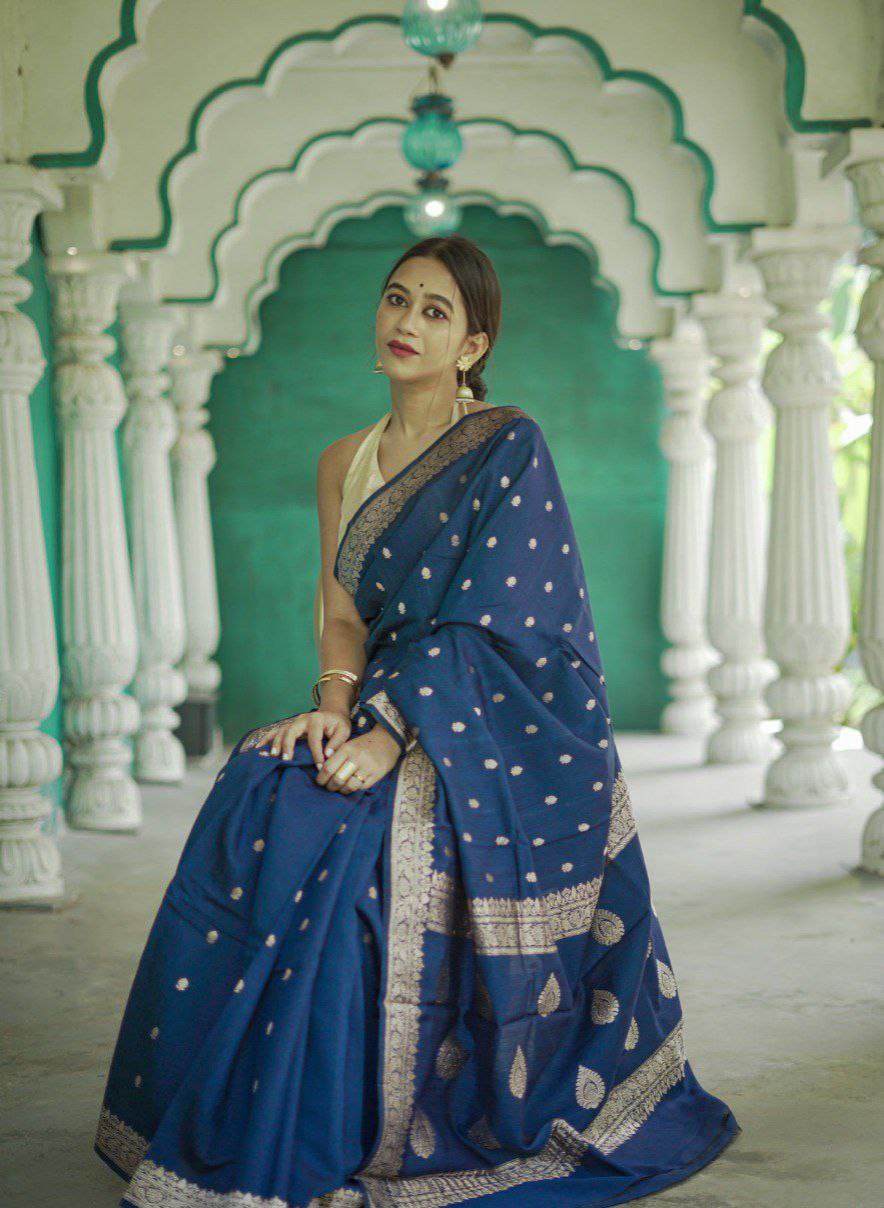 Party Wear Blue Designer Saree Collection.