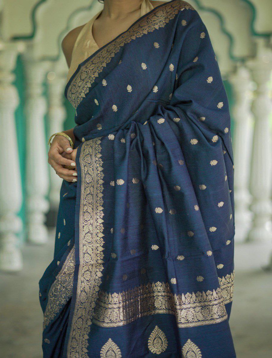 Party Wear Blue Designer Saree Collection.