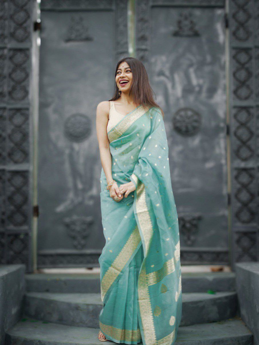 Attractive Look Premium Soft Linen Slab Saree Collection.