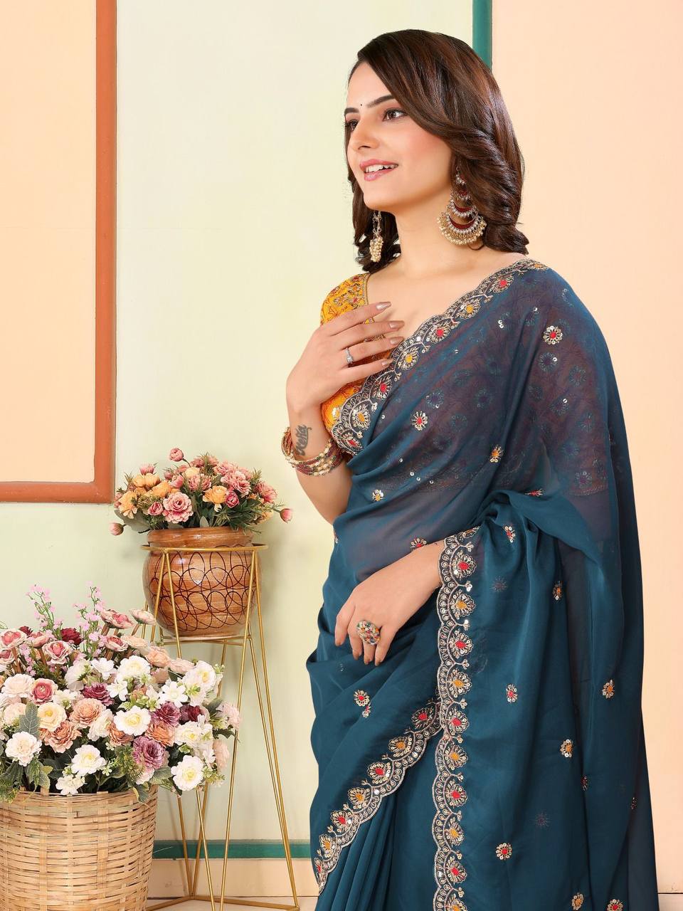 Latest Super Trendy Organza Silk Saree Collection.