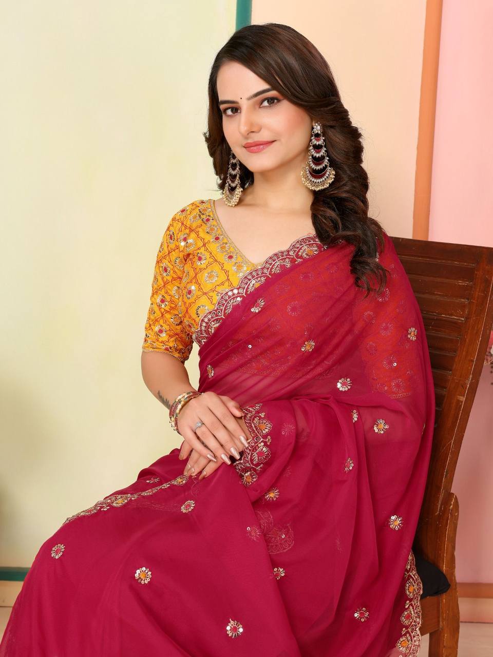 Stunning Pretty Look Tibby Silk Organza Saree.