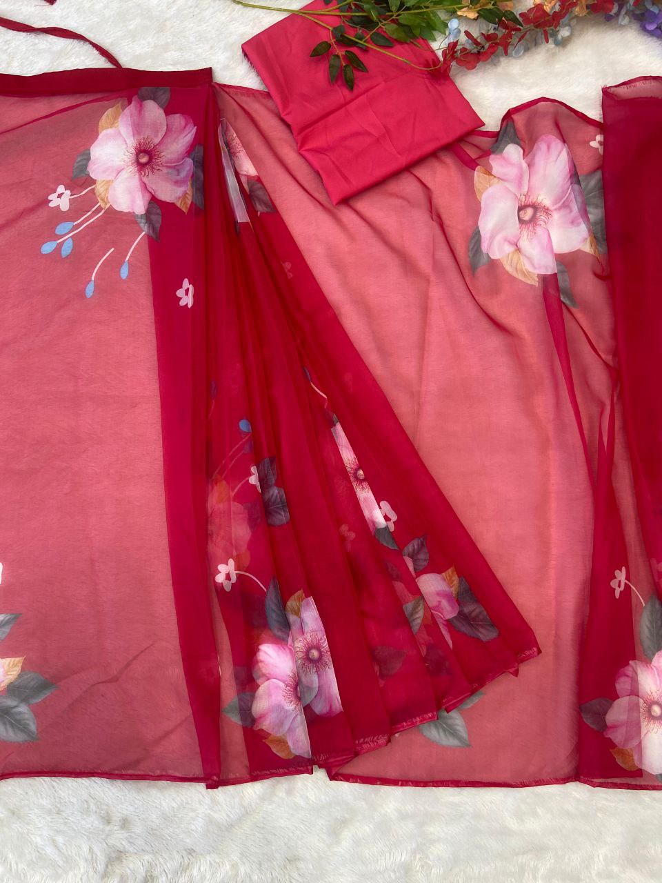 Party Wear Premium Organza Silk Ready To Wear Saree.