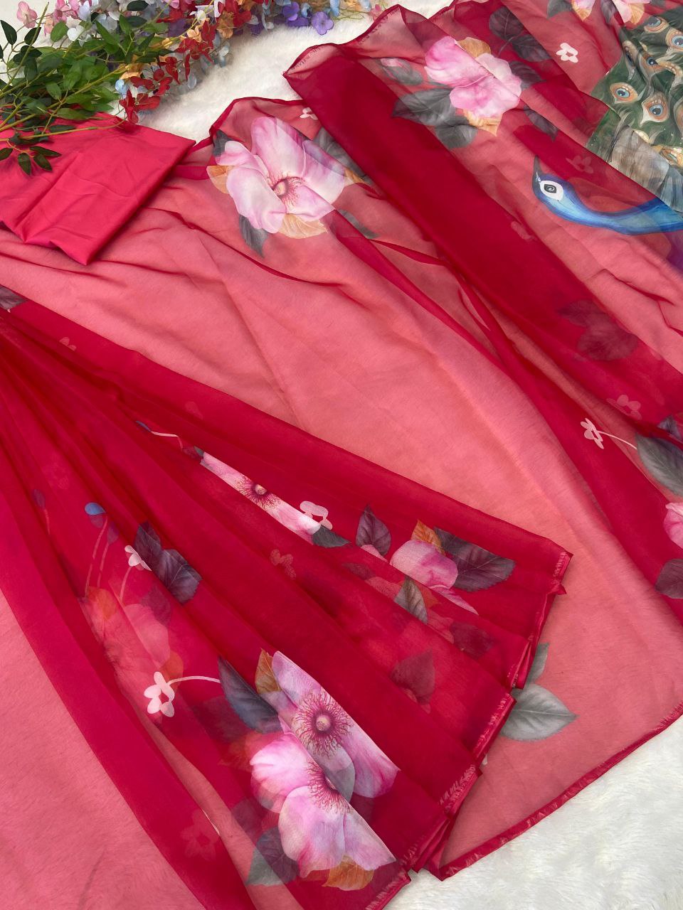 Party Wear Premium Organza Silk Ready To Wear Saree.