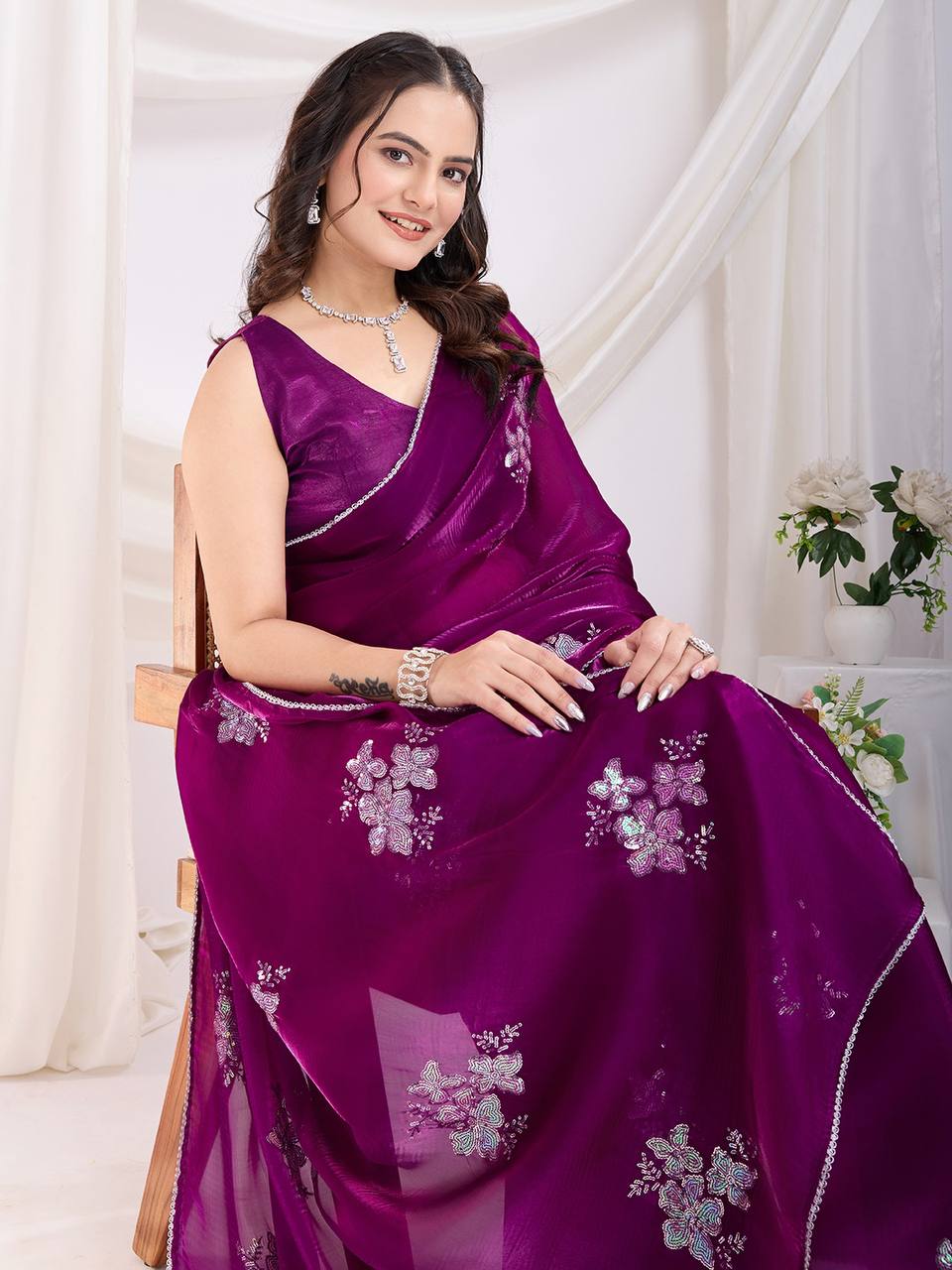 Party Wear Special Premium Zimmy Choo Silk Saree Collection.