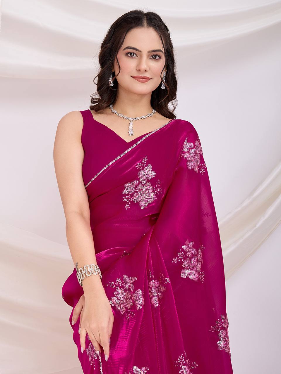 Latest New Party Wear Pink Saree Collection.