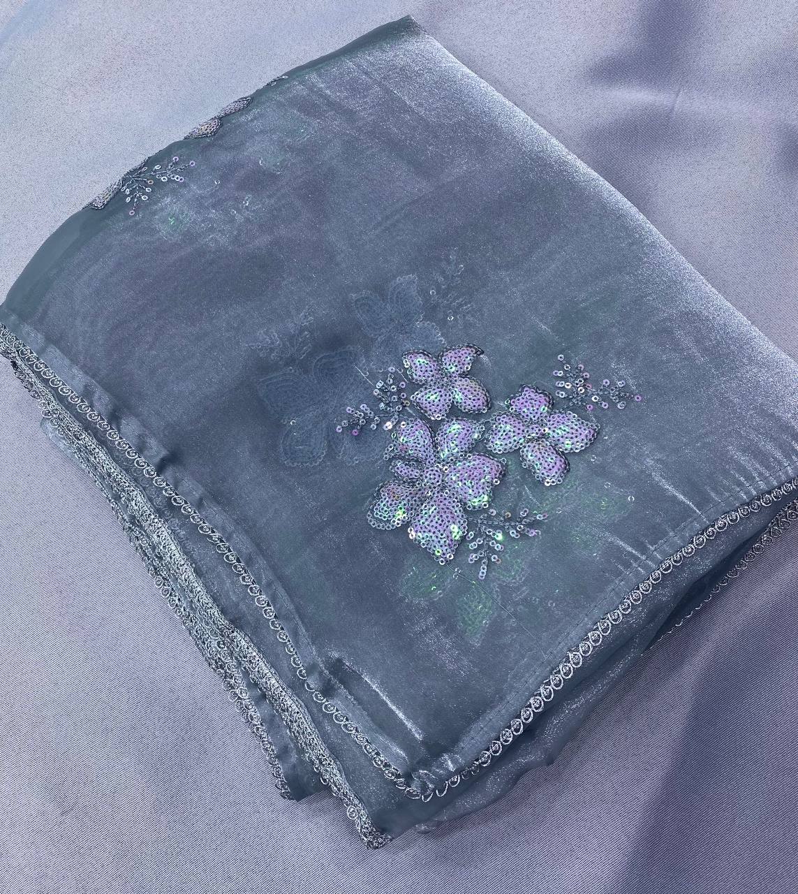 New Grey Colour Zimmy Choo Saree Collection.