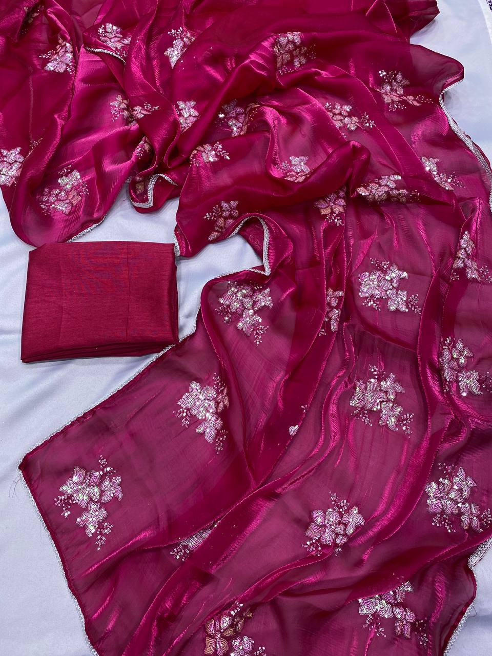 Latest New Party Wear Pink Saree Collection.