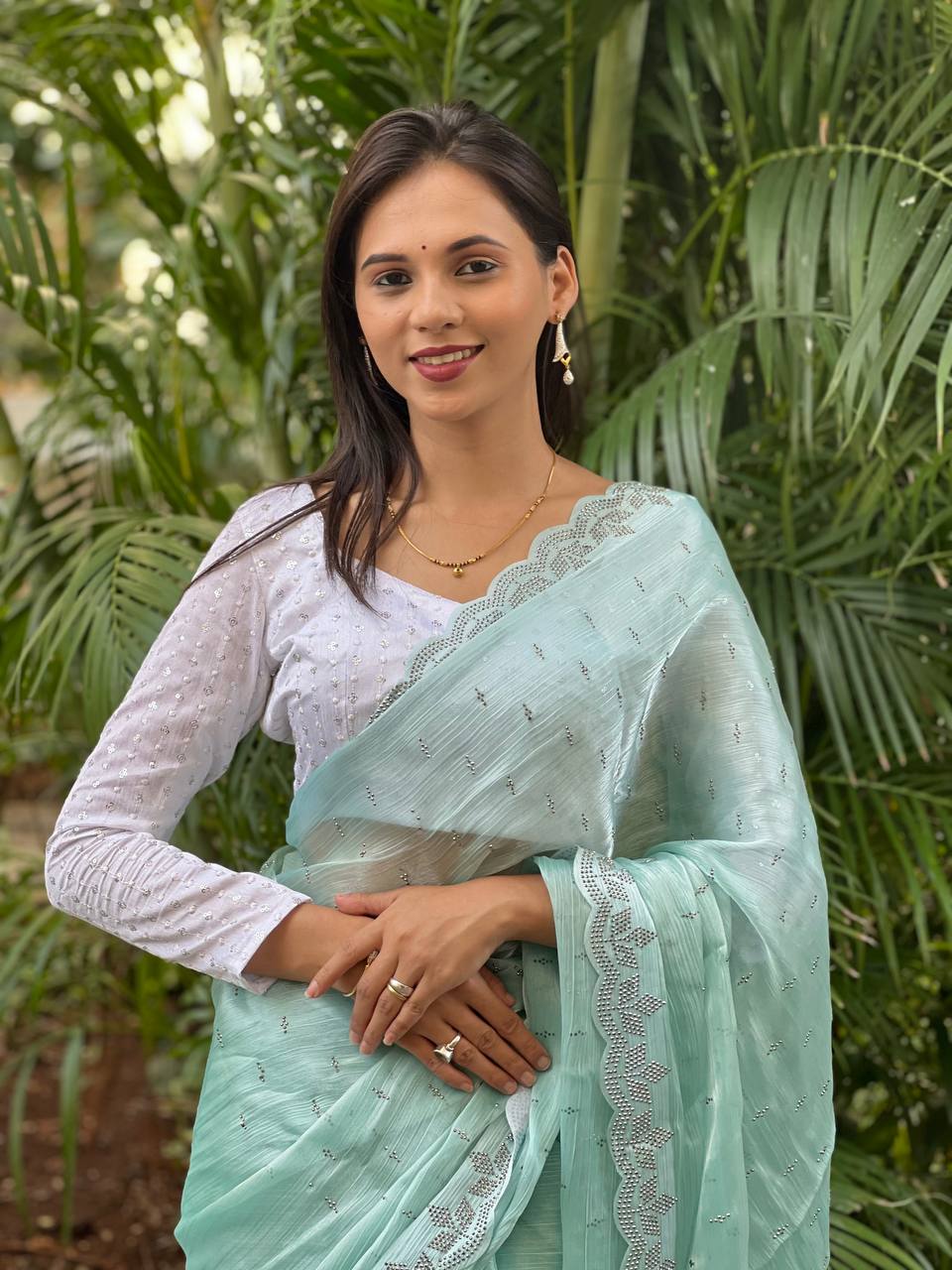Latest Designer Diamond Work Saree Collection.