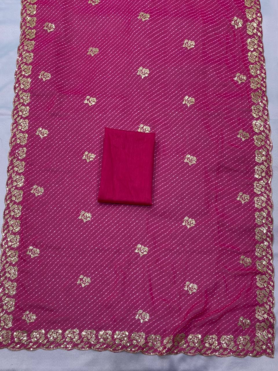 Pretty Pink Leriya Printed Georgette Saree Collection