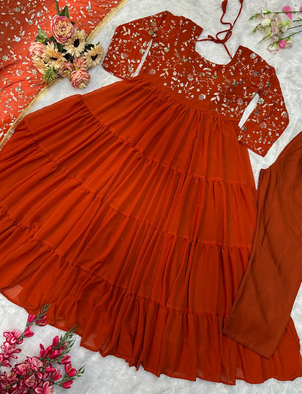 Most Trendy Designer Full Flaired Gown Collection.