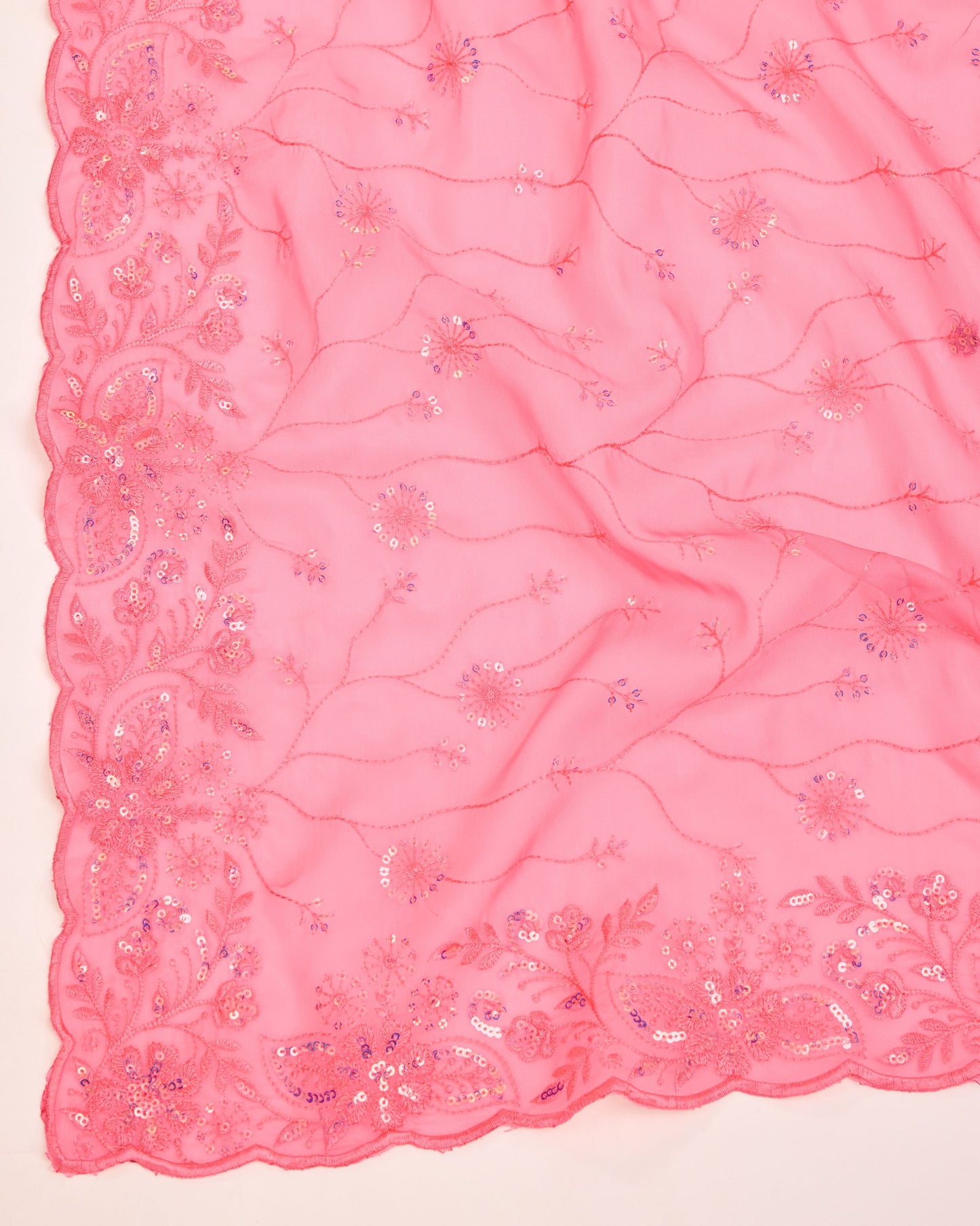 Beautiful Premium Soft Organza Silk With Sequences Embroidery Work Saree.