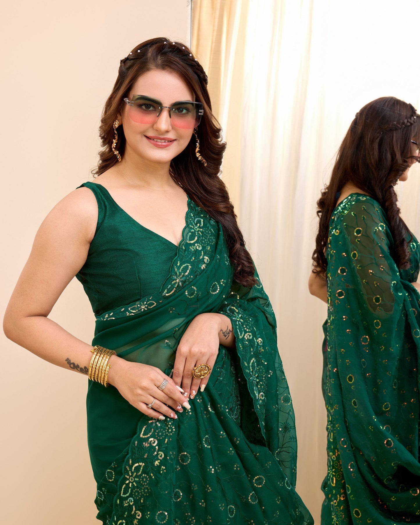 Latest Premium Soft Organza Silk With Sequences Embroidery Work Saree.