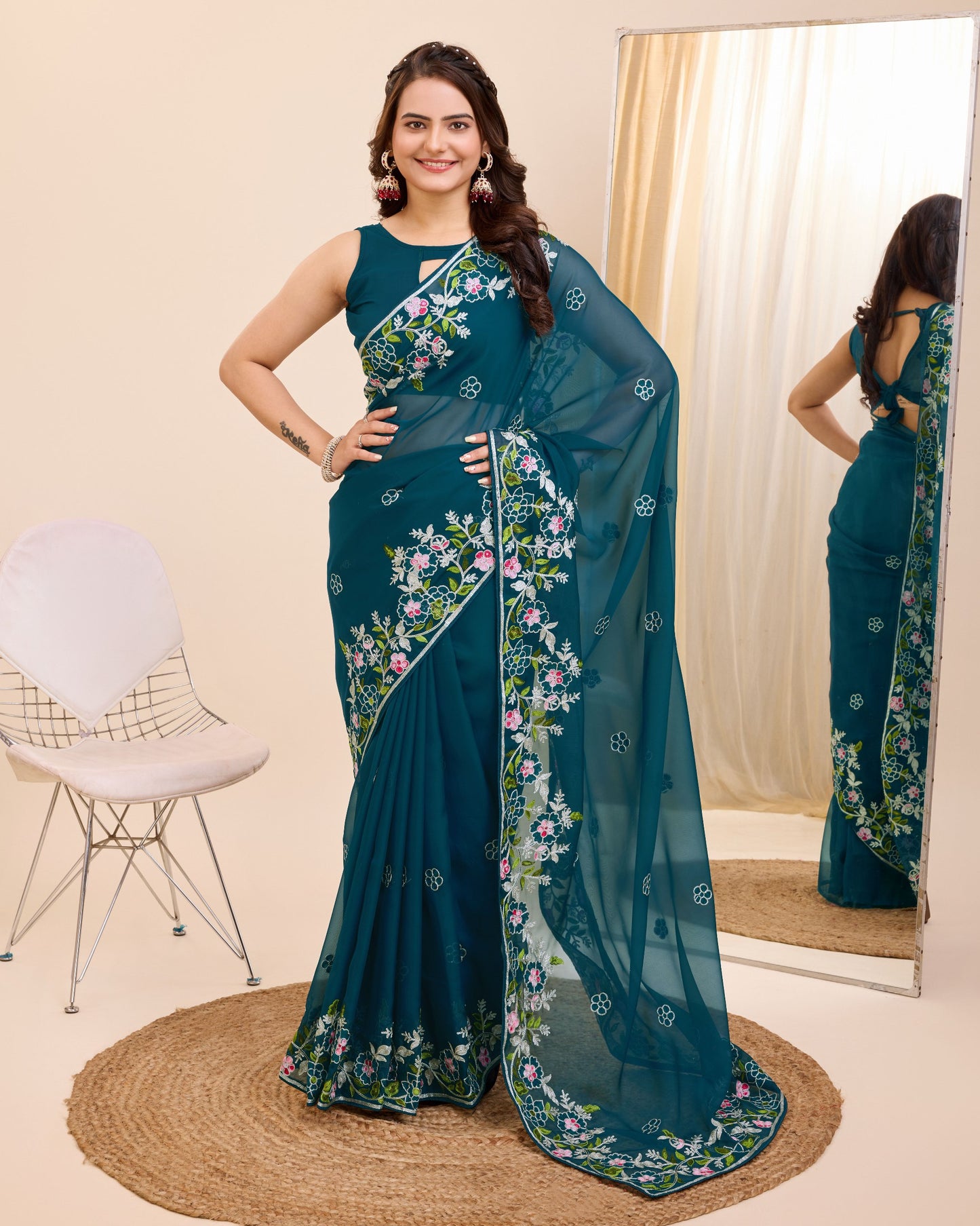 Attractive Designer Premium Tibby Silk Saree.