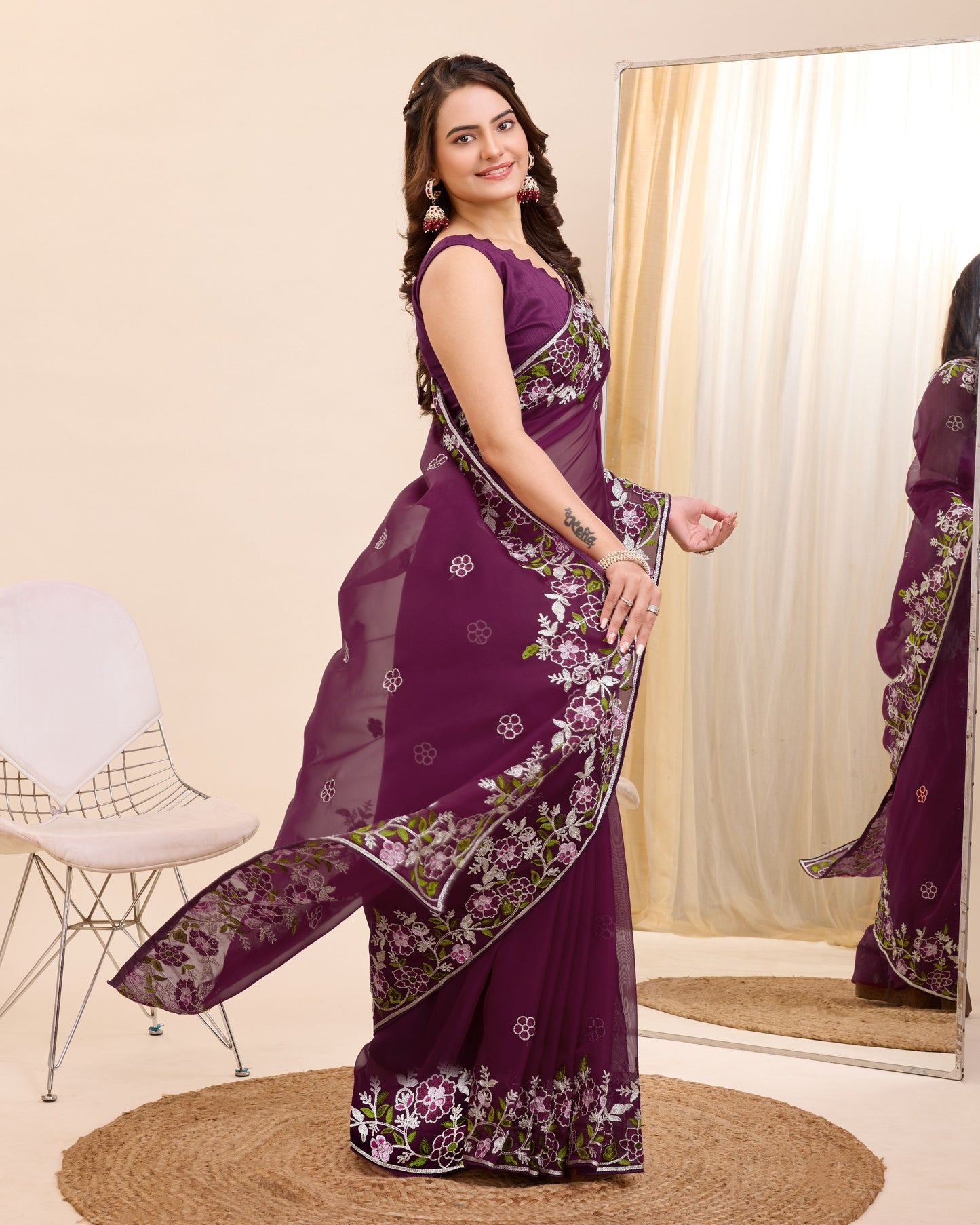 Attractive Designer Premium Tibby Silk Saree.